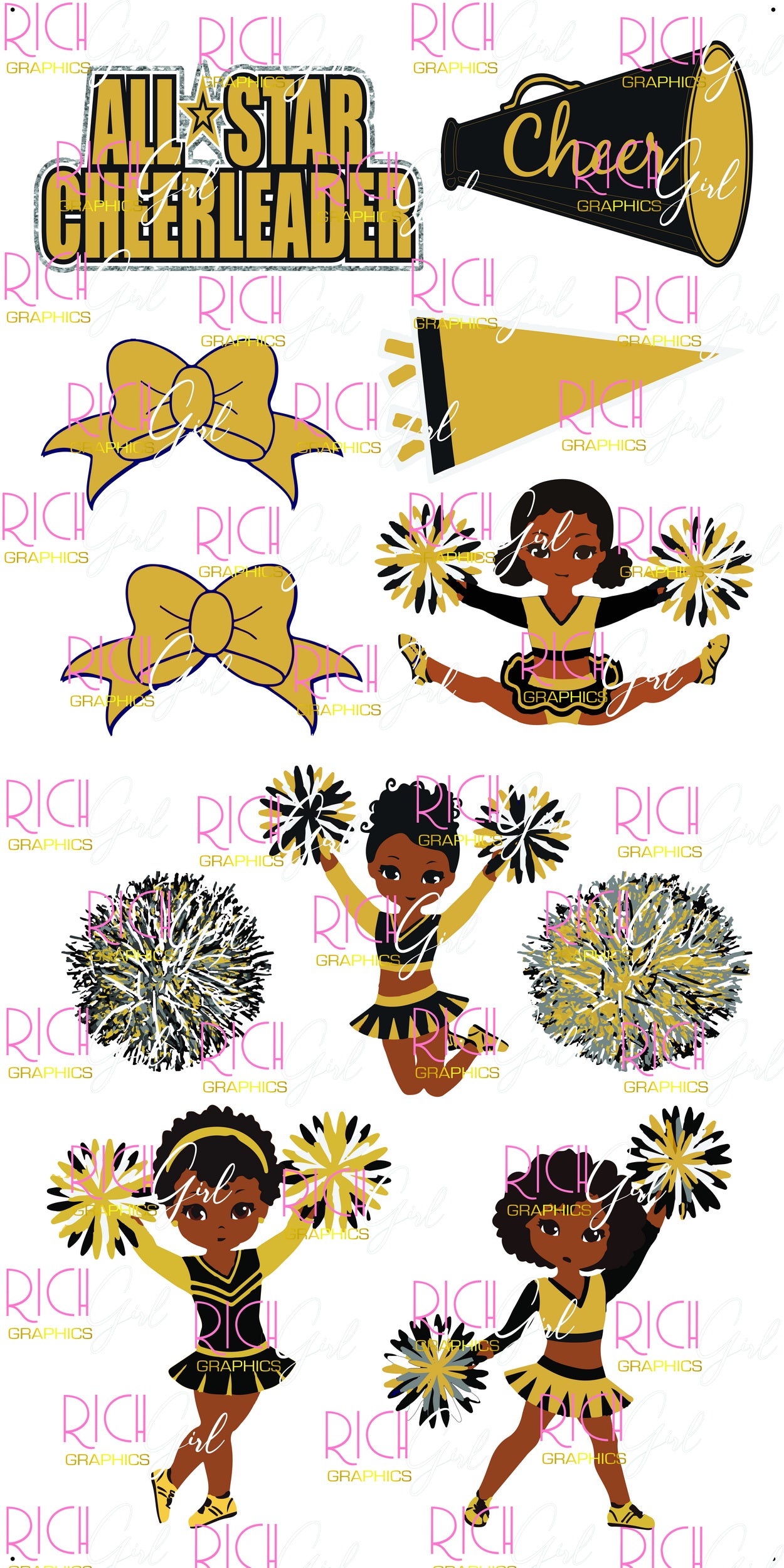 All Star Cheer Black & Gold Yard Card