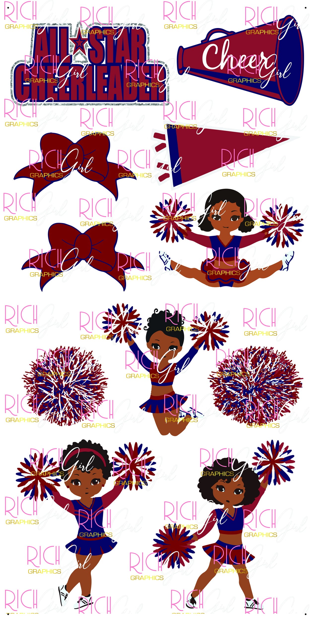 All Star Cheer Maroon & Navy Yard Card