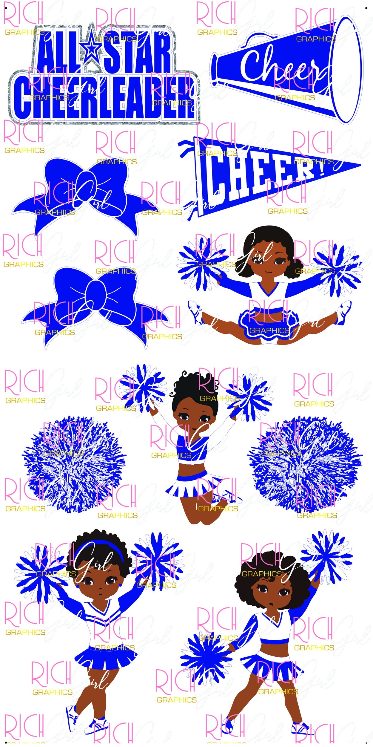 All Star Cheer Blue & White Yard Card