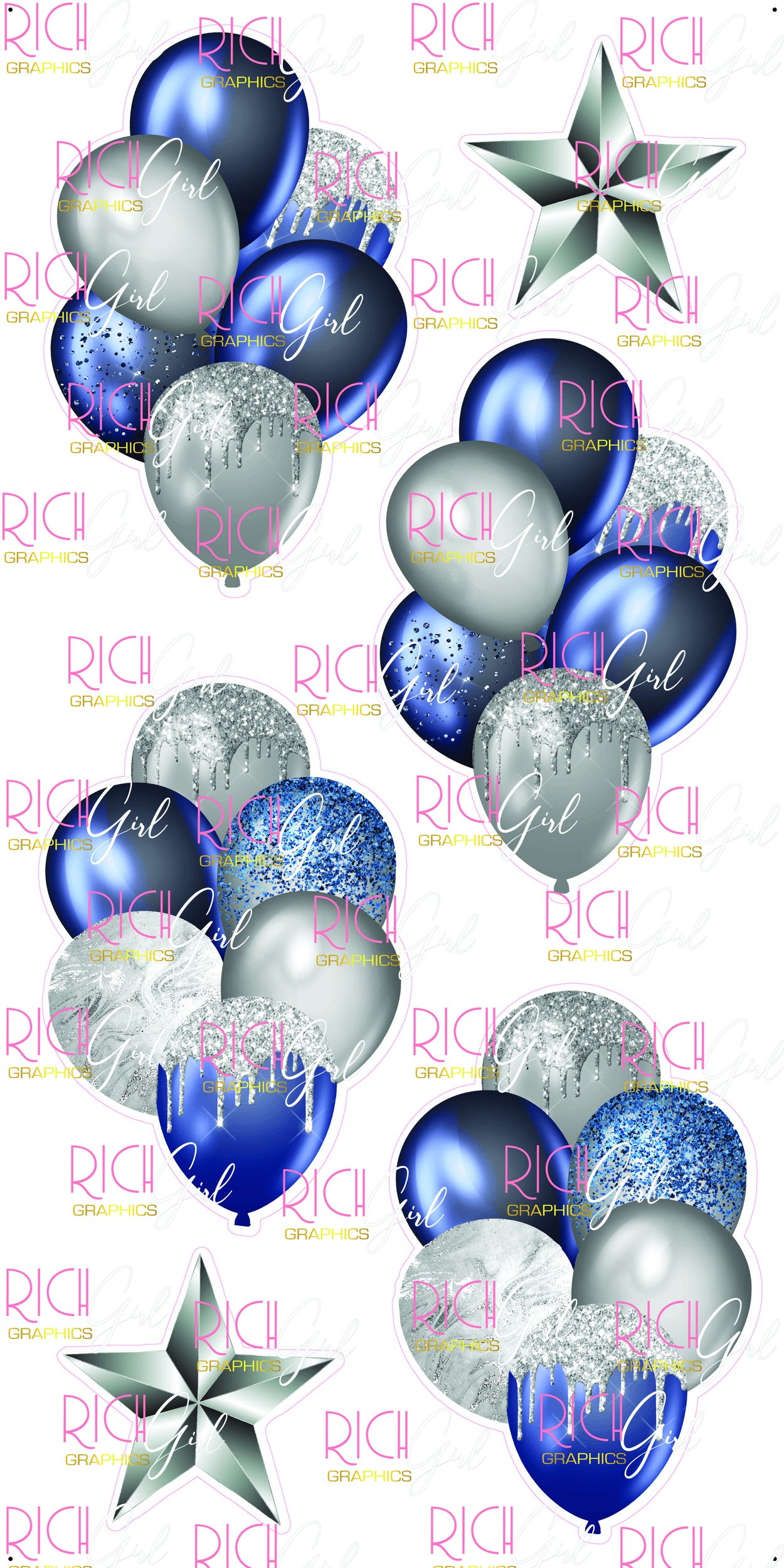 Balloon Bundle Navy & Silver Yard Card