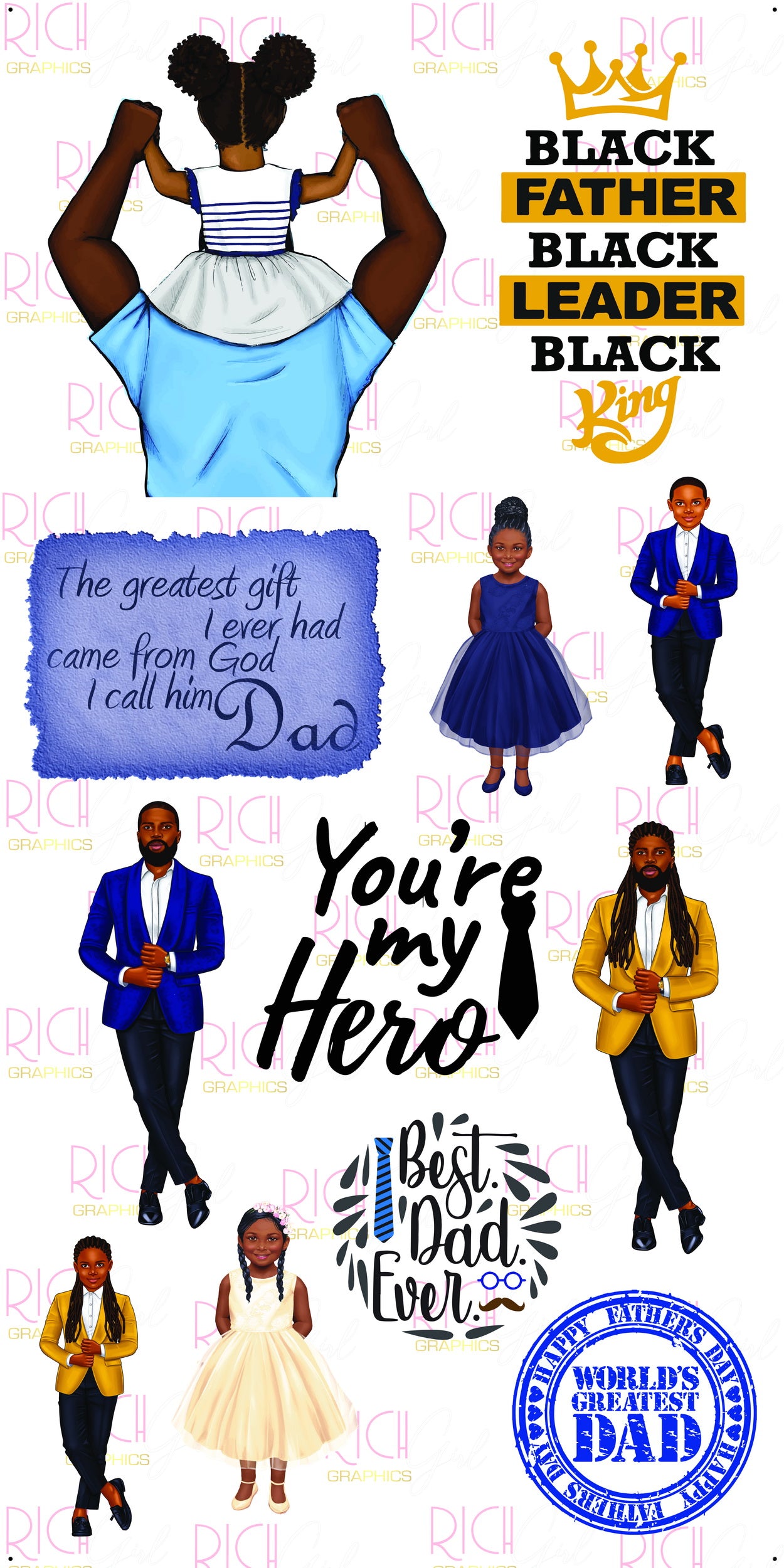 Black Father Black King Yard Card