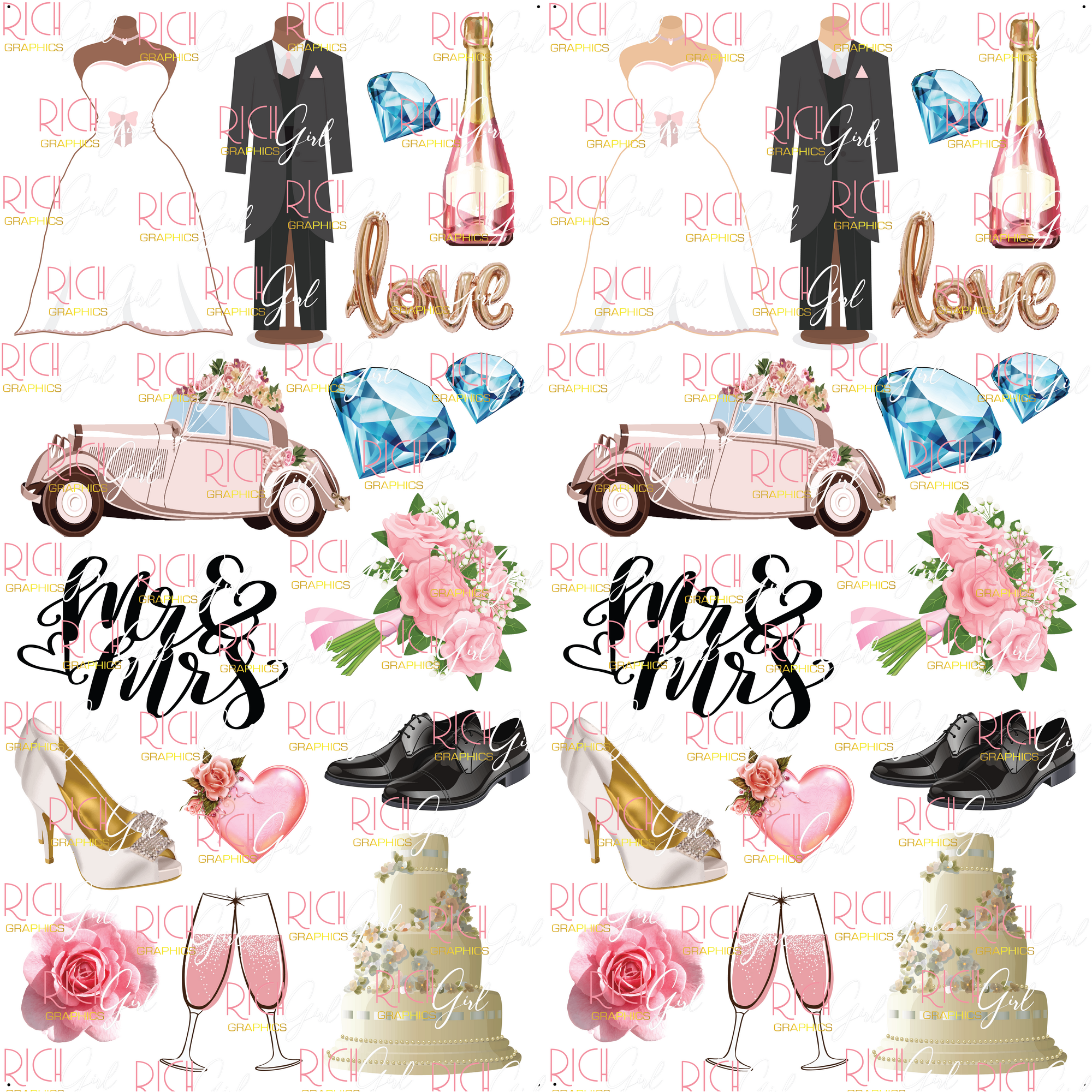 Bride & Groom Yard Card (Available In Dark and Light Skintone)
