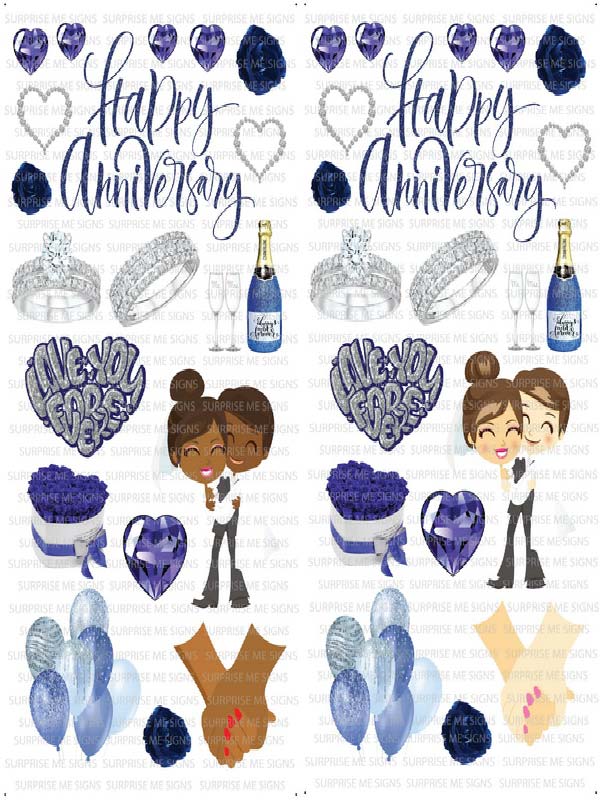 Silver Anniversary Yard Card (Available in Dark & Light Skintones)