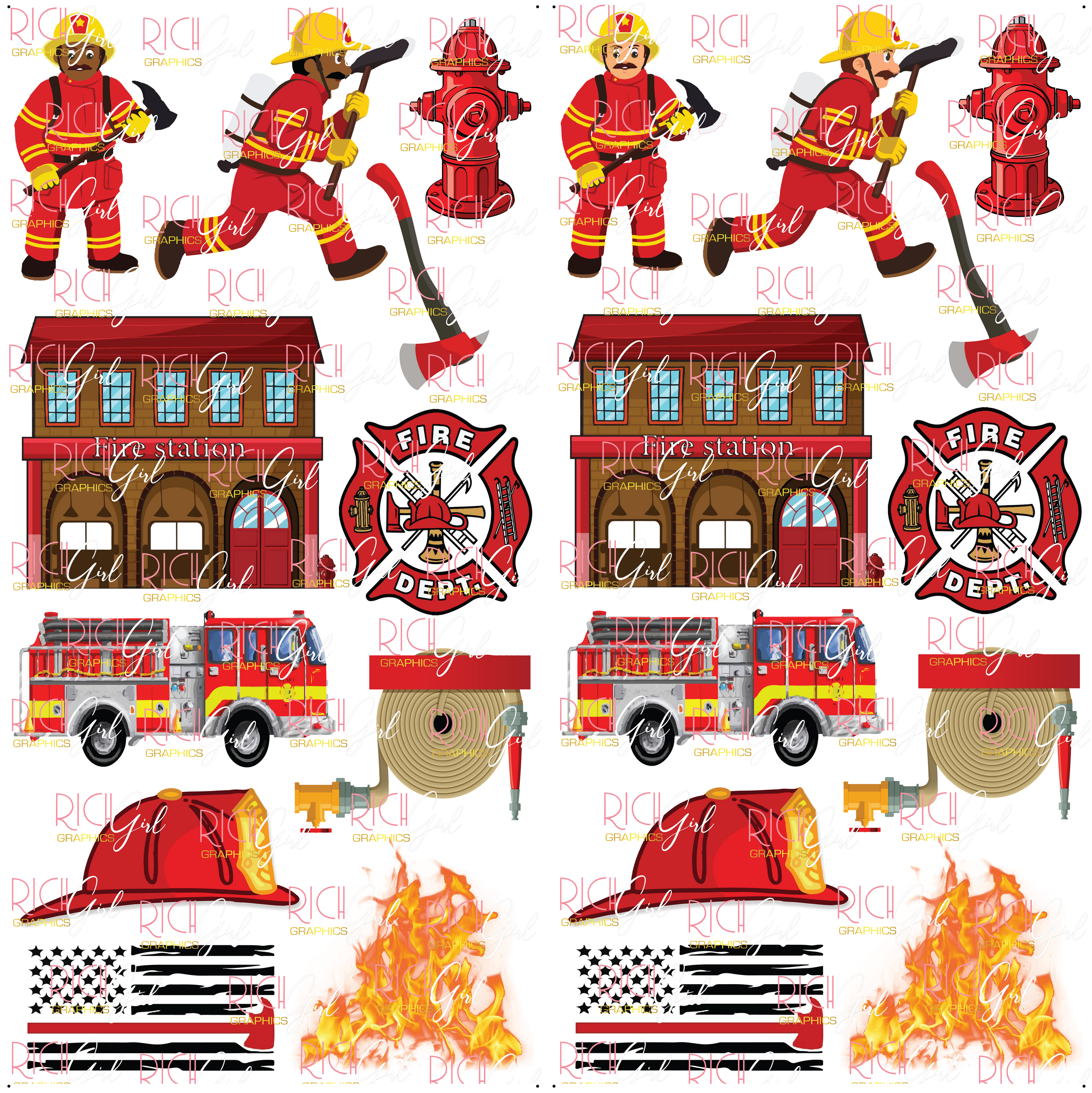 Engine Engine No. 9 - FIREFIGHTER Yard Card (Available In Dark and Light Skintone)