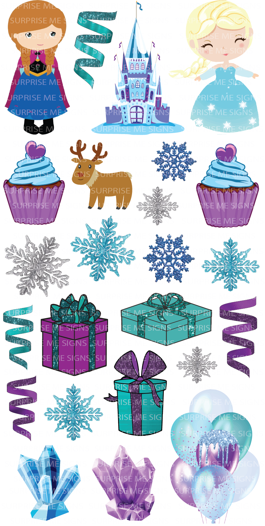 Frozen Ice Princess Yard Card (Available in Dark and Light Skintones)