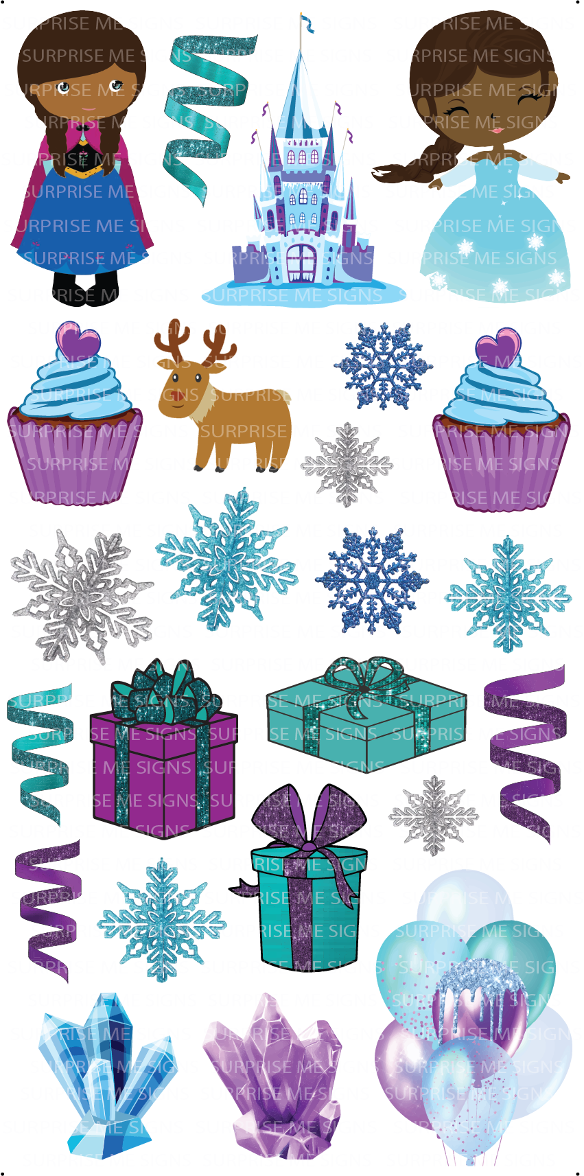Frozen Ice Princess Yard Card (Available in Dark and Light Skintones)