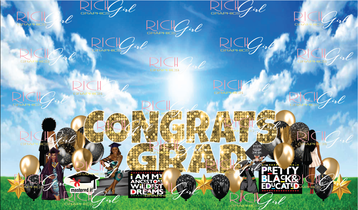 Grad Girl Magic Dark Skintone Yard Card