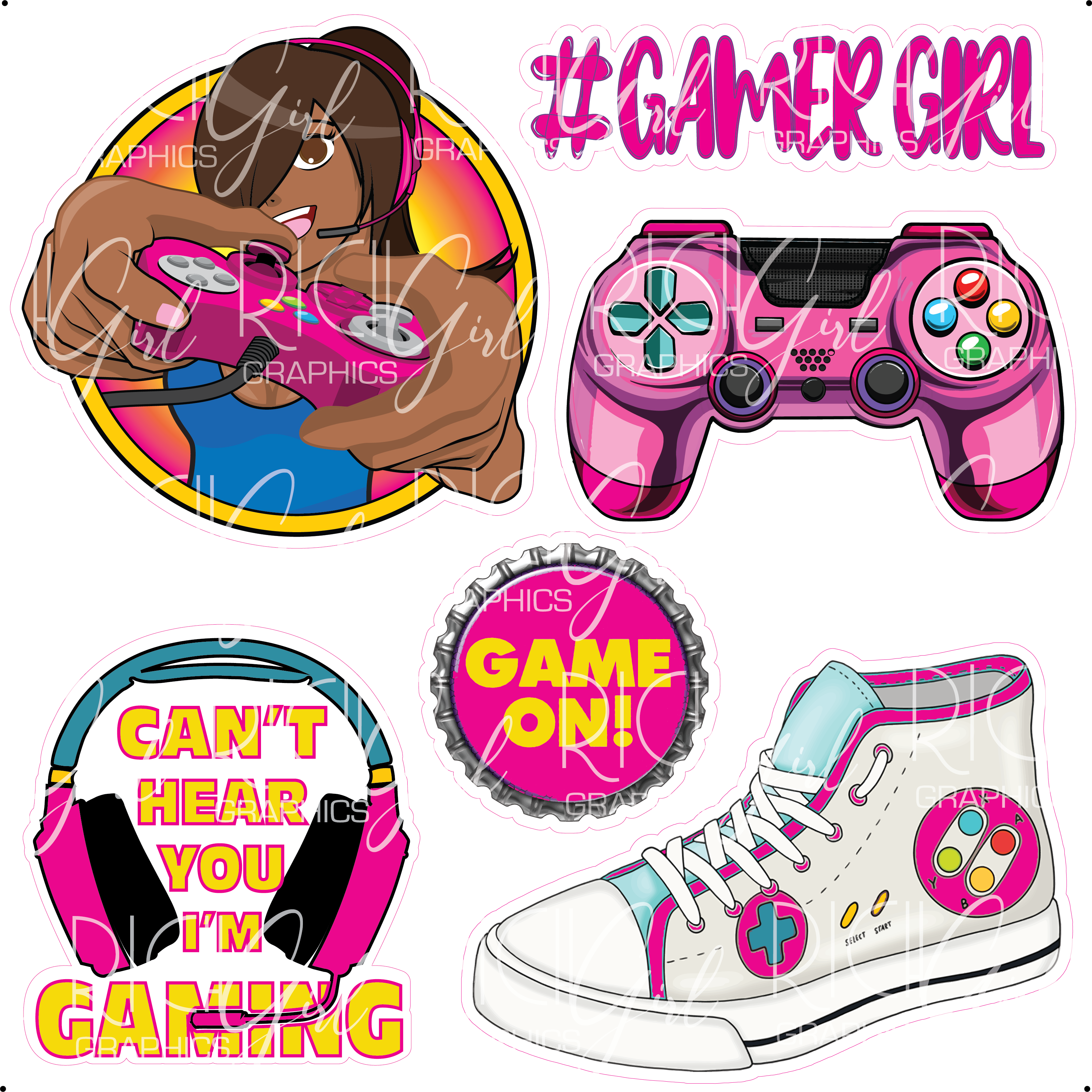 Gamer & Gamer Girl Half Sheet Yard Card (Dark & Light Skintone)