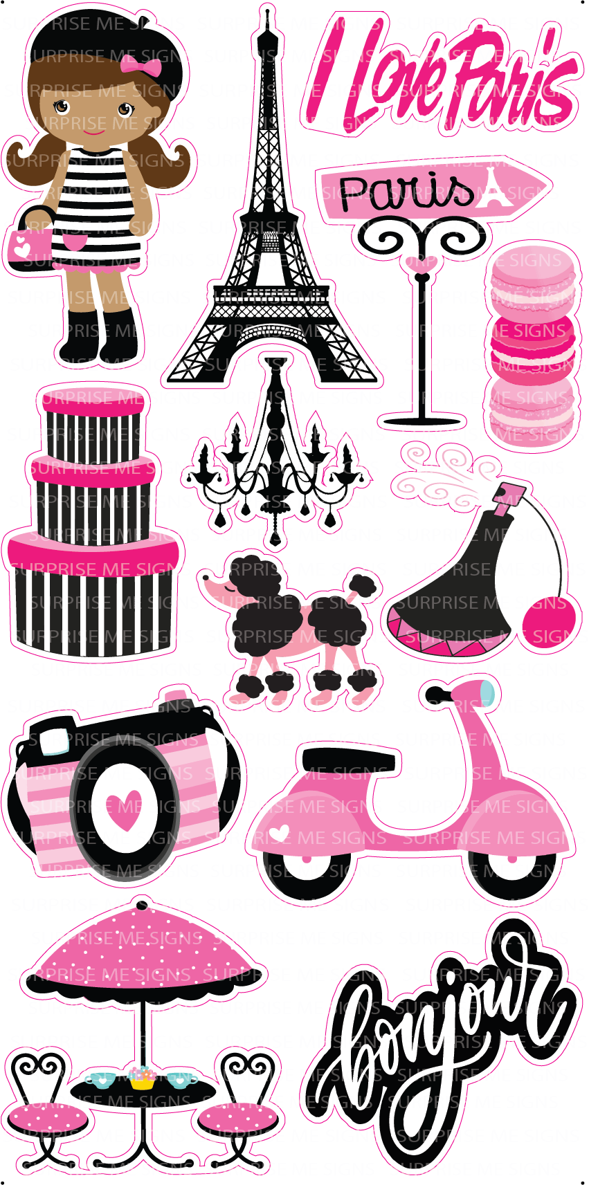 I Love PARIS! Yard Card (Dark and Light Skintones Available)