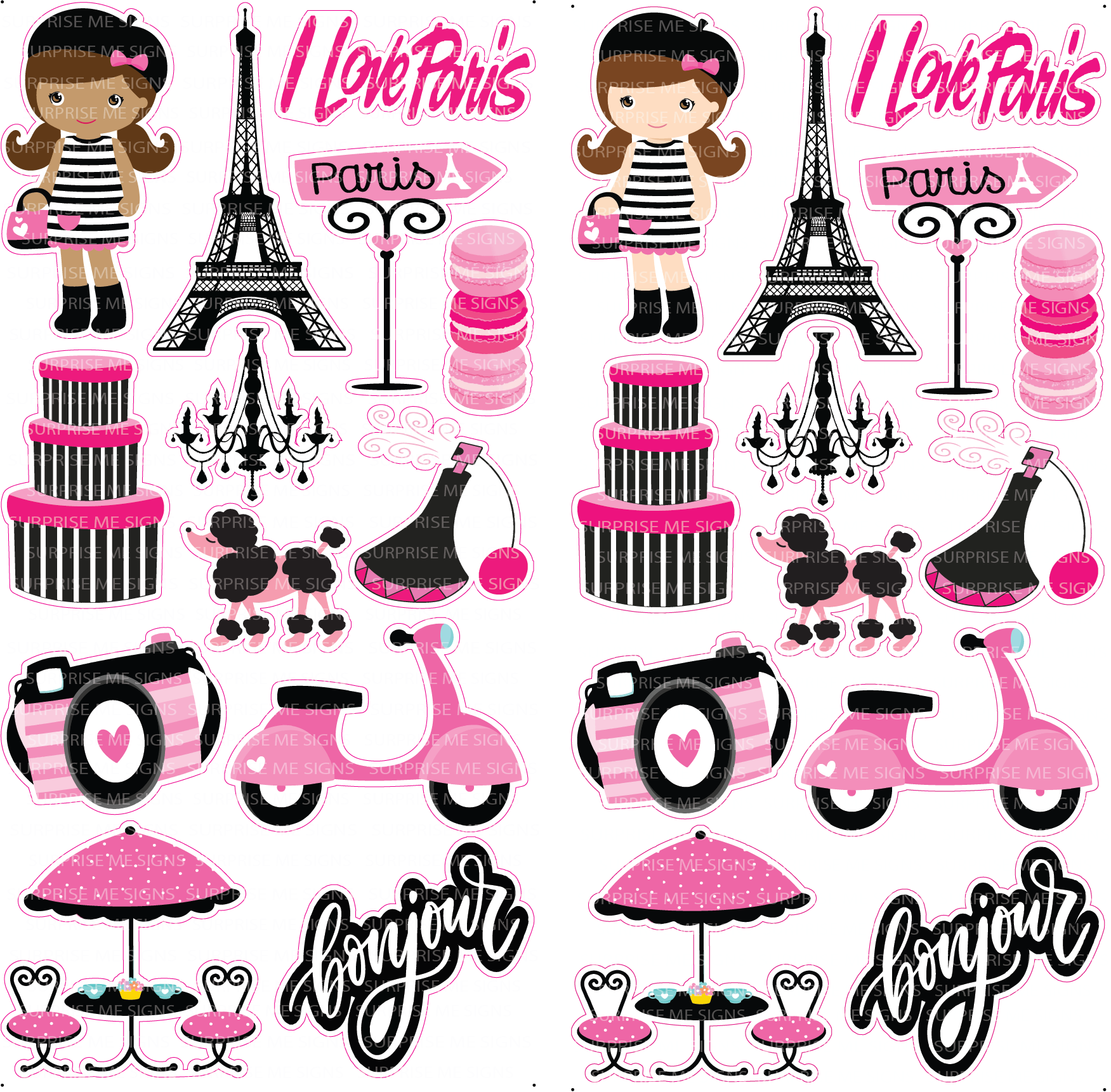 I Love PARIS! Yard Card (Dark and Light Skintones Available)