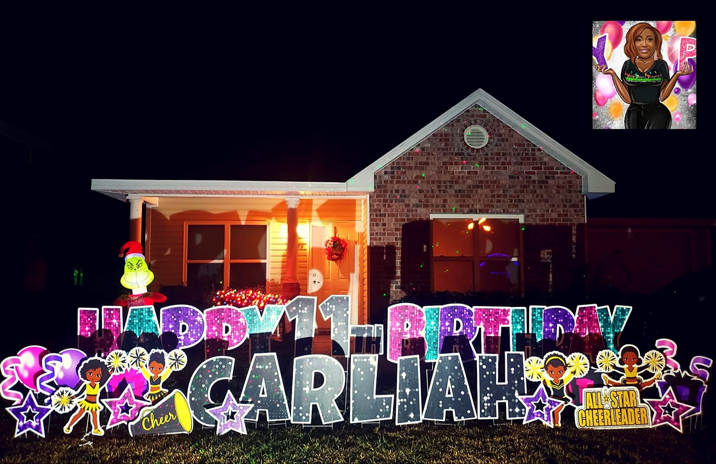 All Star Cheer Black & Gold Yard Card