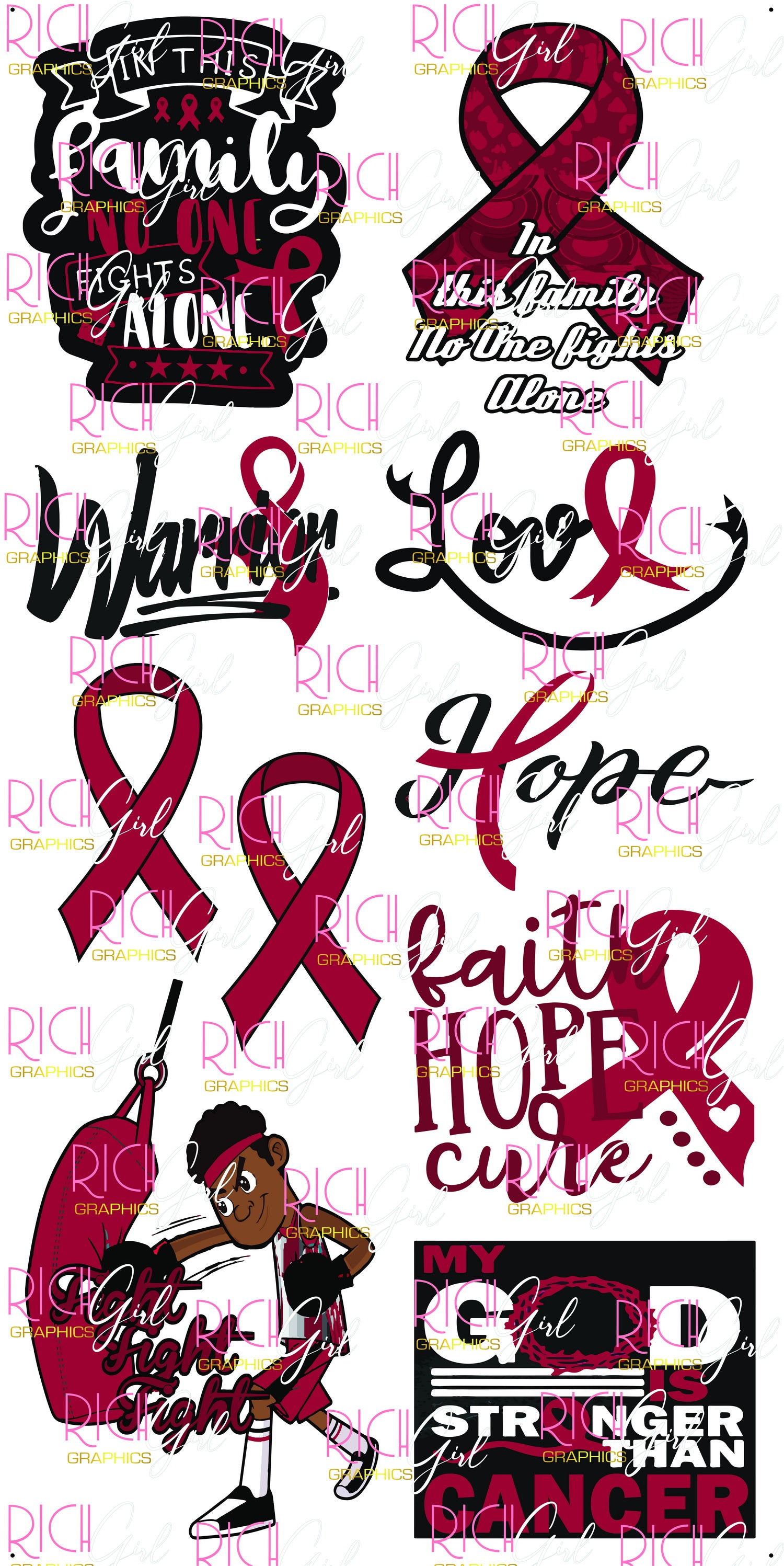 No One Fights Alone Yard Card - Maroon Burgundy