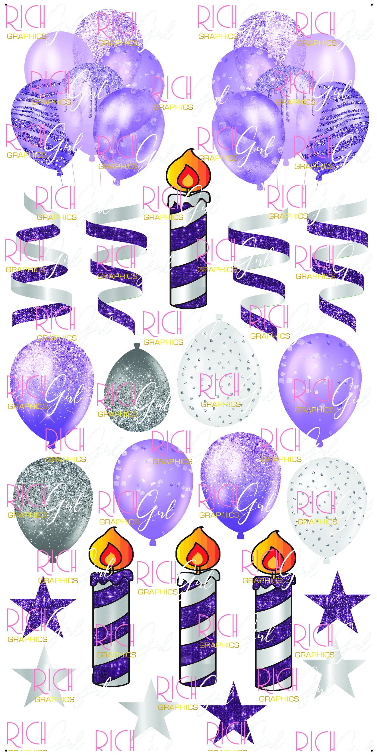 Flair PURPLE & SILVER Yard Card (Glitter and Plain Available)