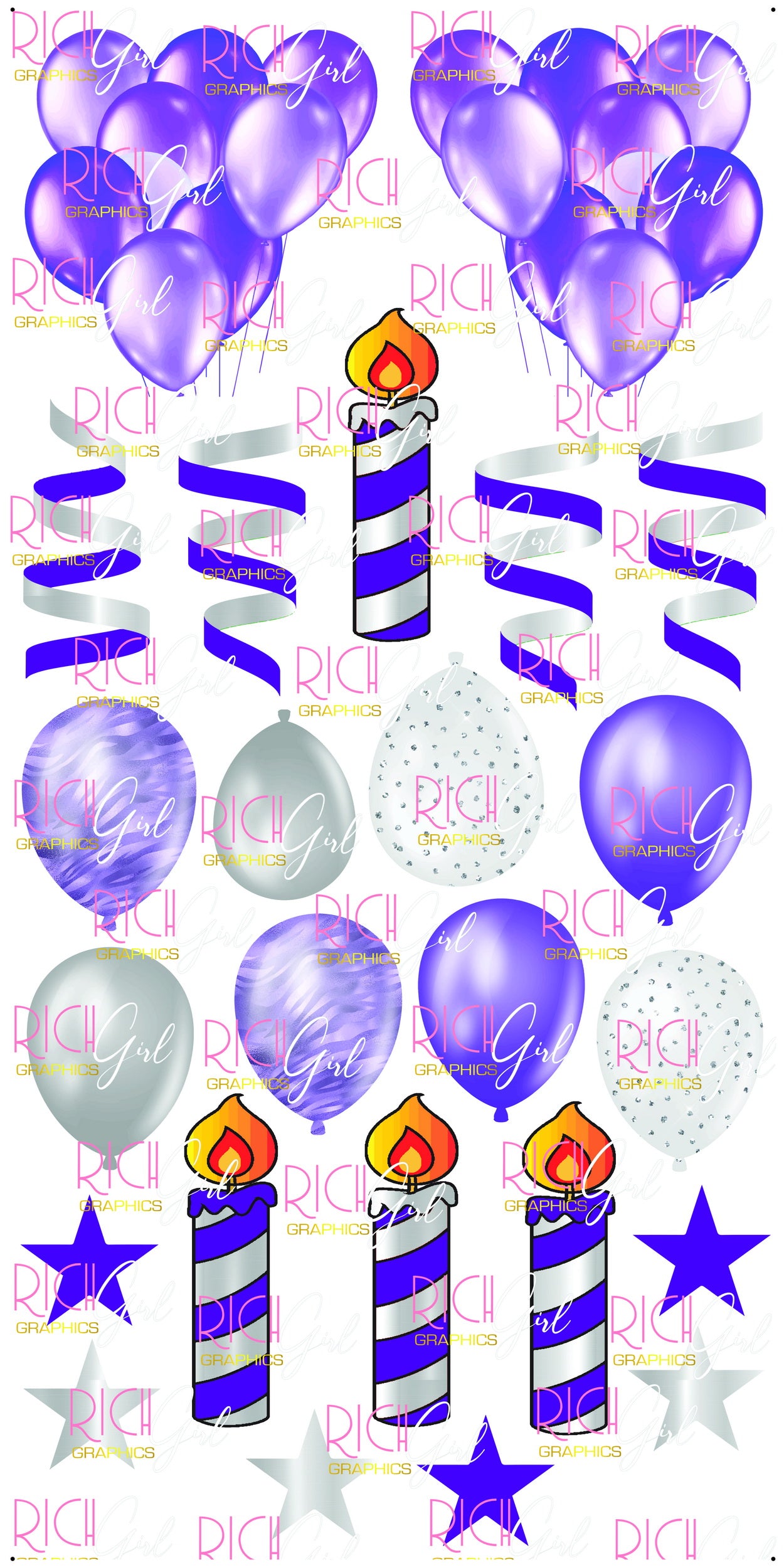 Flair PURPLE & SILVER Yard Card (Glitter and Plain Available)