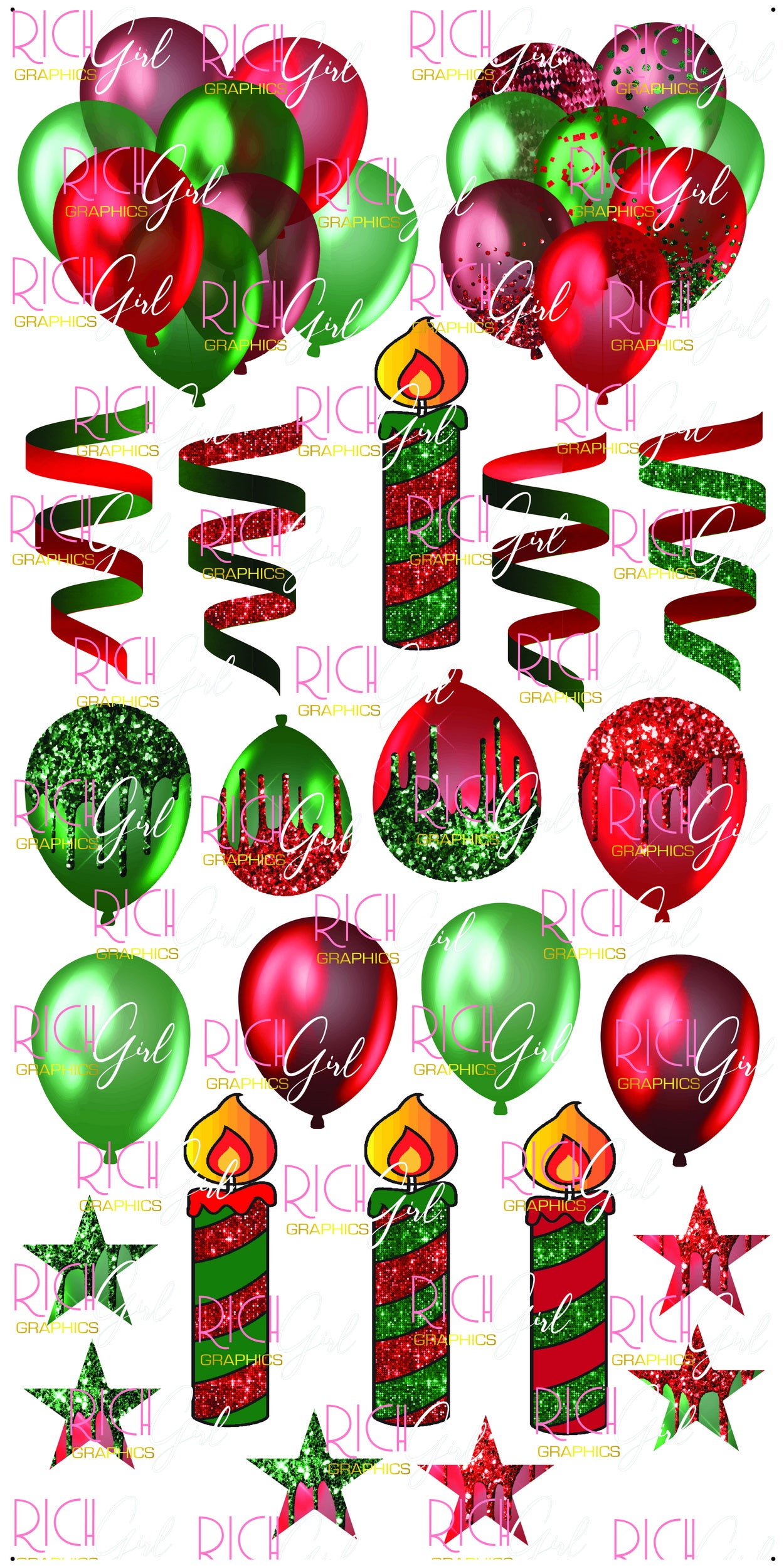 Flair RED & GREEN Yard Card (Glitter and Plain Available)