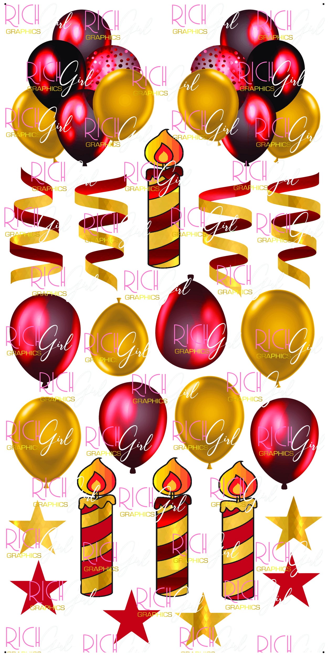 Flair RED & GOLD Yard Card (Glitter and Plain Available)