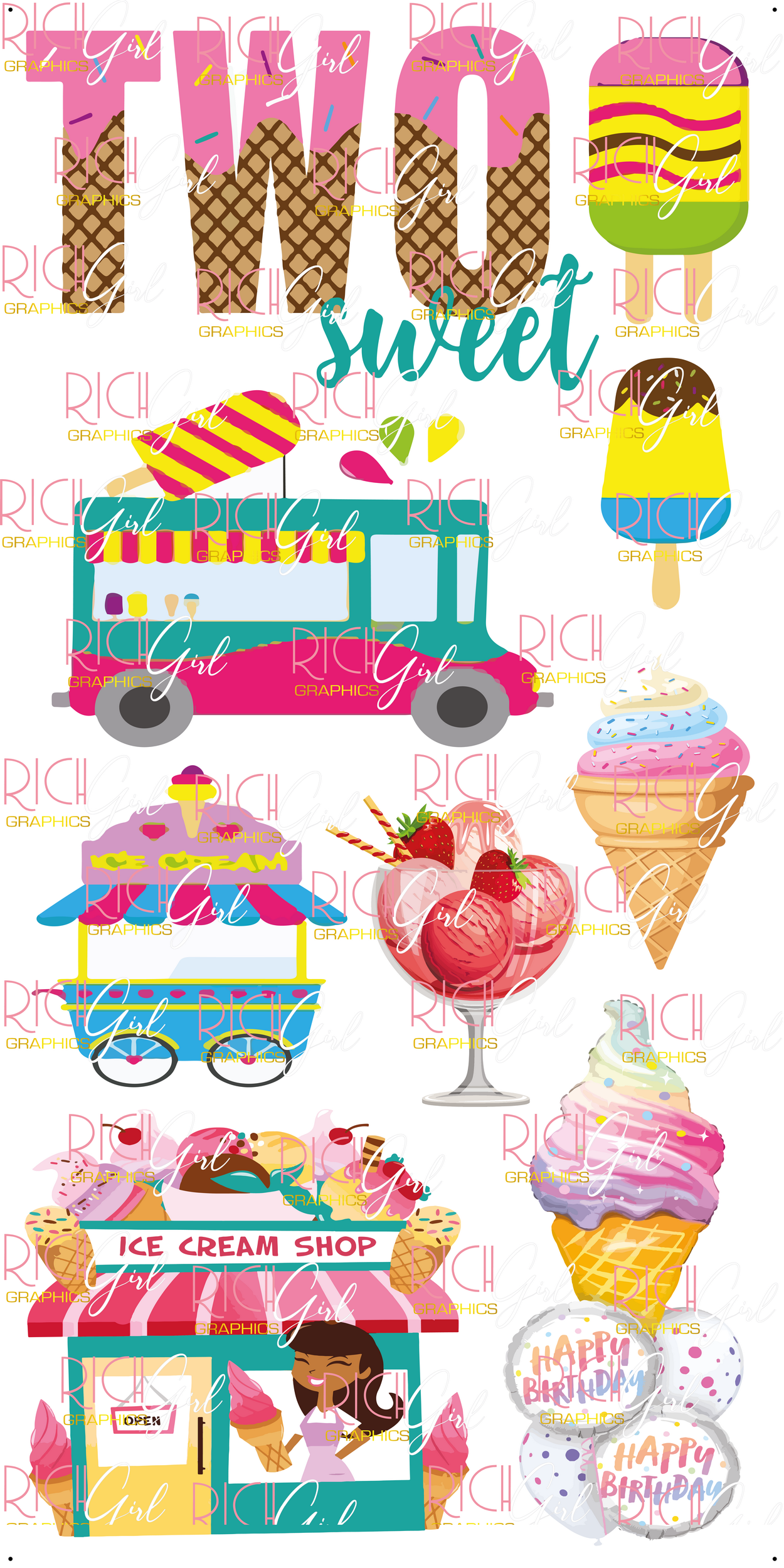 She's Two Sweet Yard Card - Ice Cream