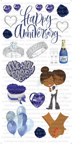 Silver Anniversary Yard Card (Available in Dark & Light Skintones)