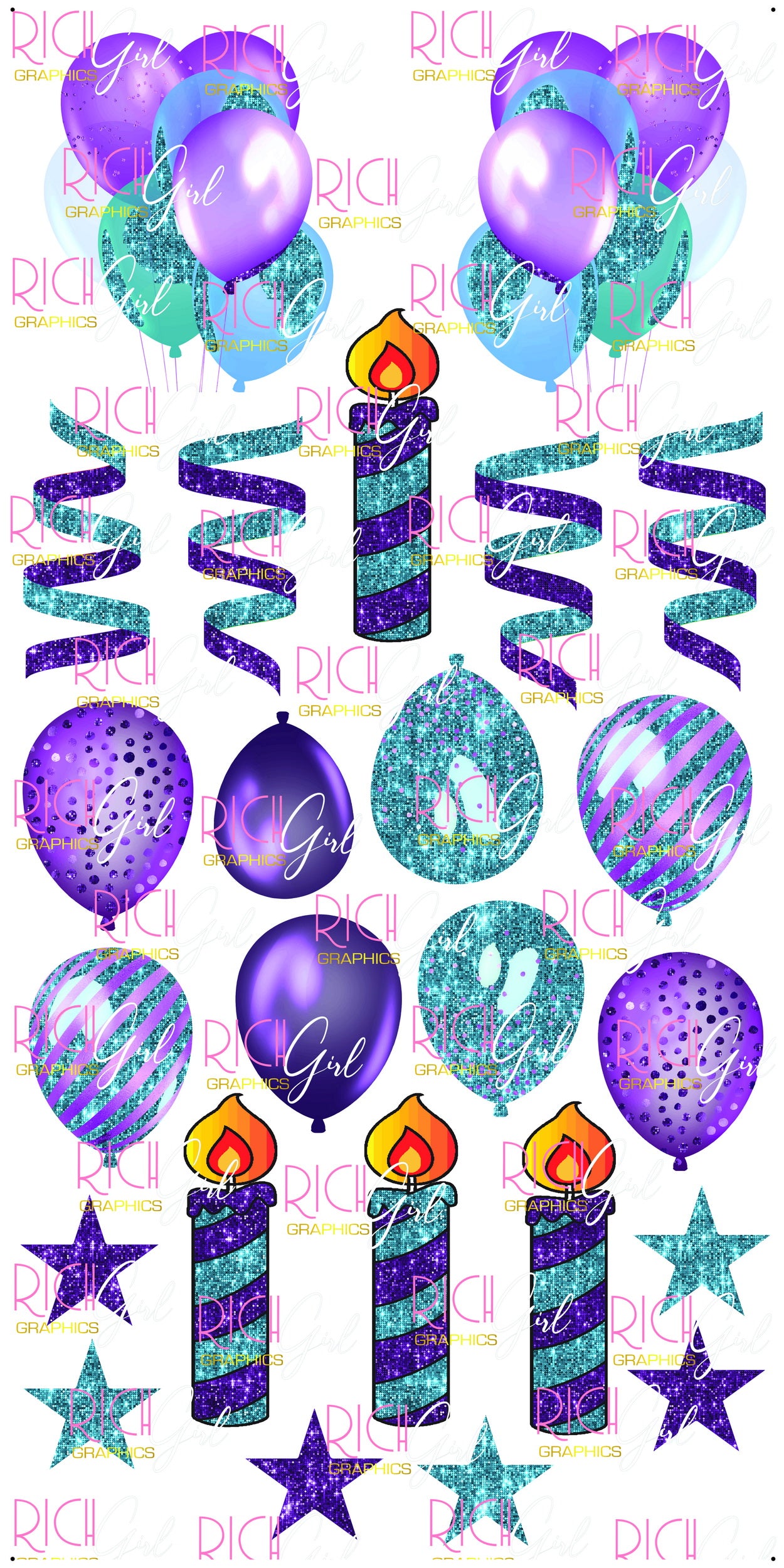 Flair TEAL & PURPLE Yard Card (Glitter and Plain Available)