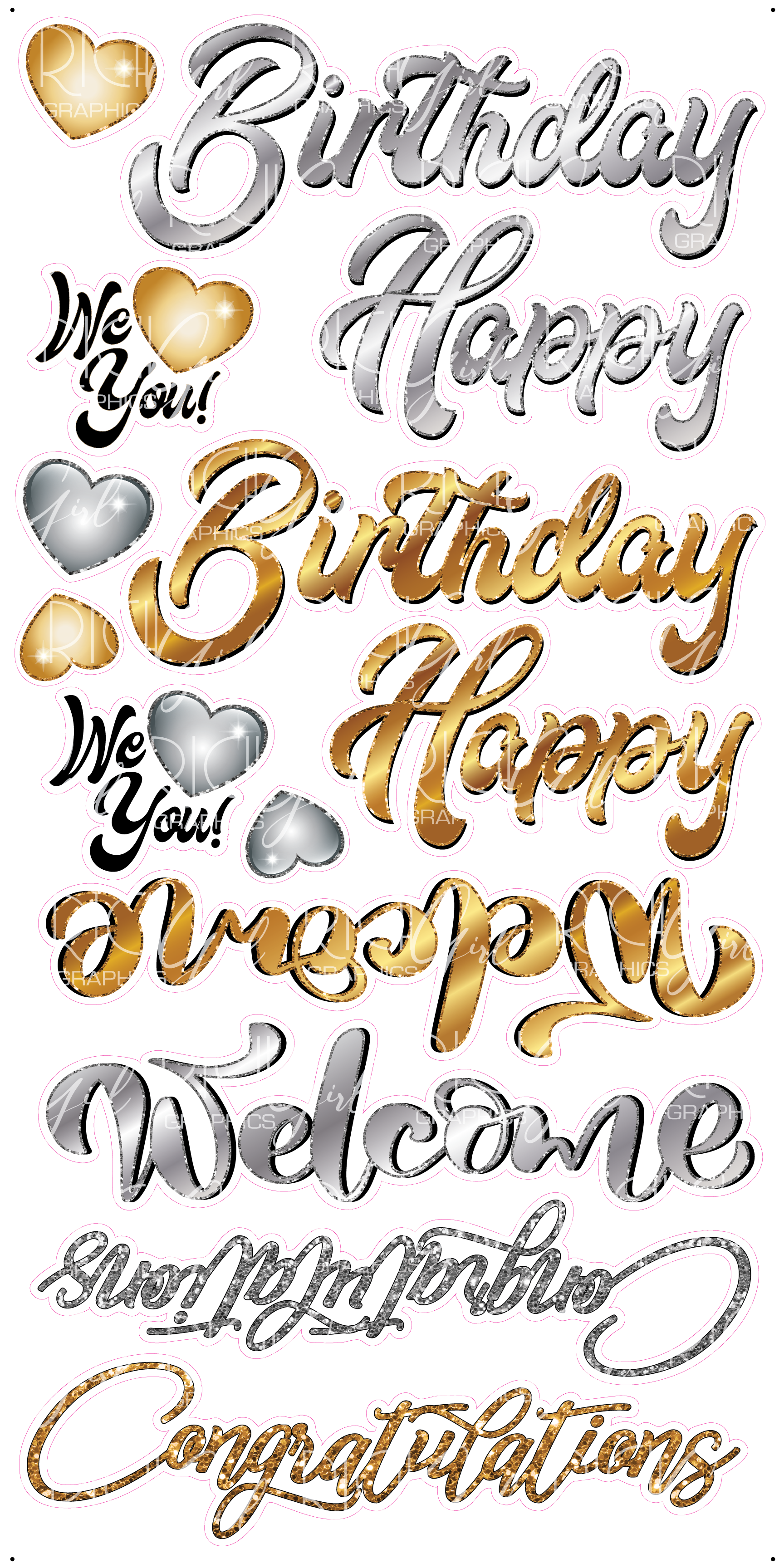 Gold & Silver Flashes Yard Card