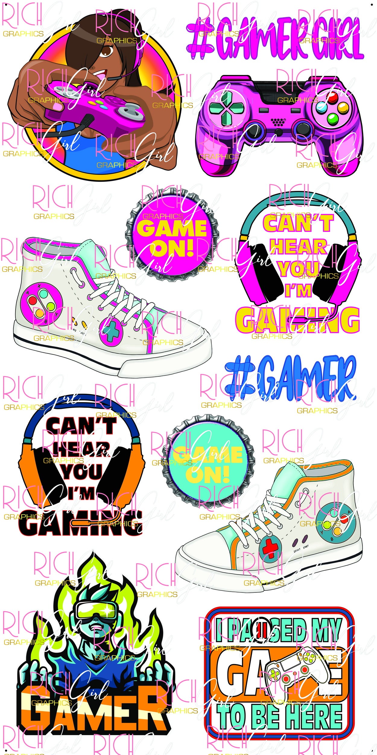 Gamer Girl And Boy Yard Card (Light & Dark)