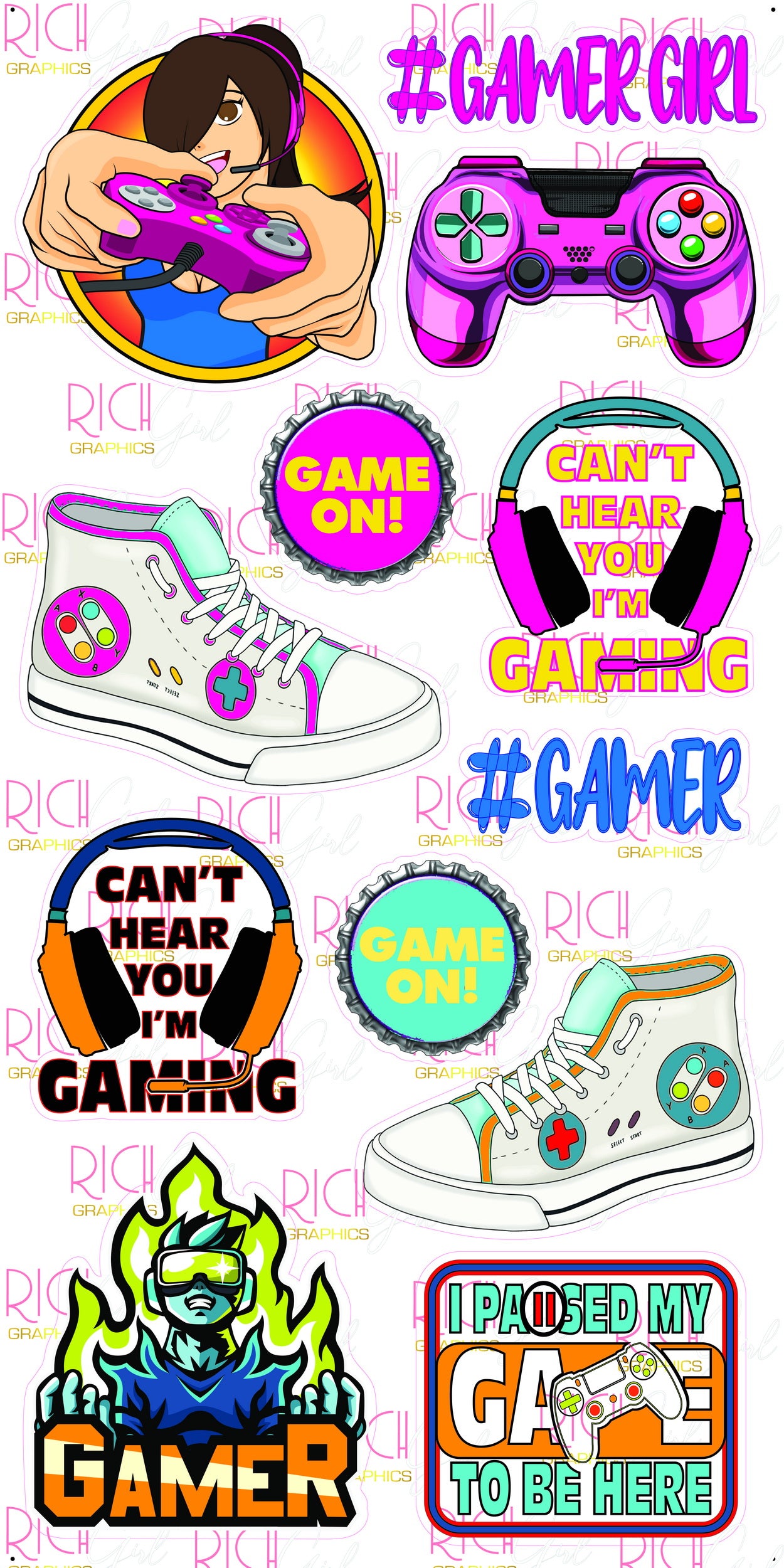 Gamer Girl And Boy Yard Card (Light & Dark)