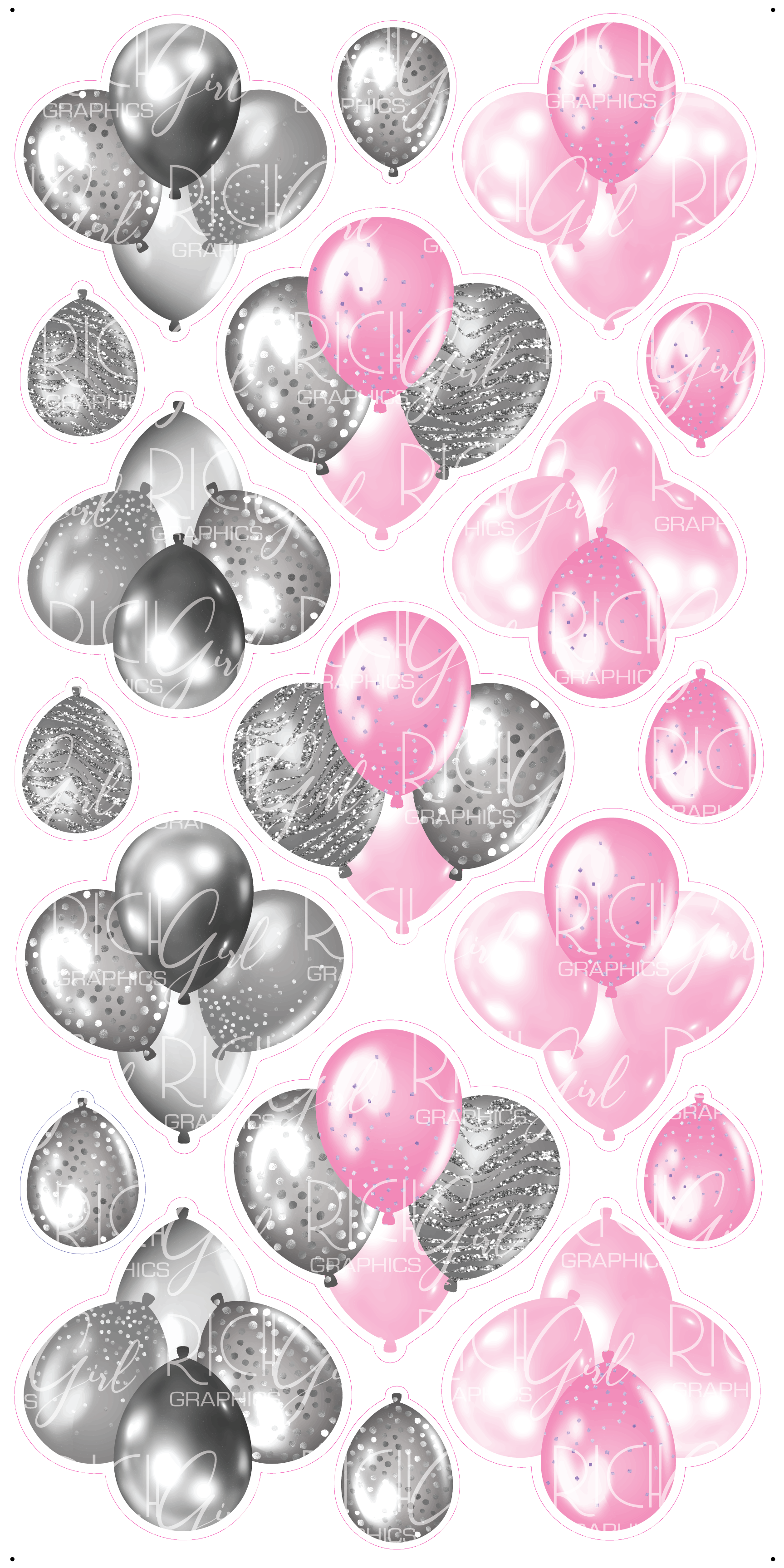 Pink & Silver Balloons Yard Card