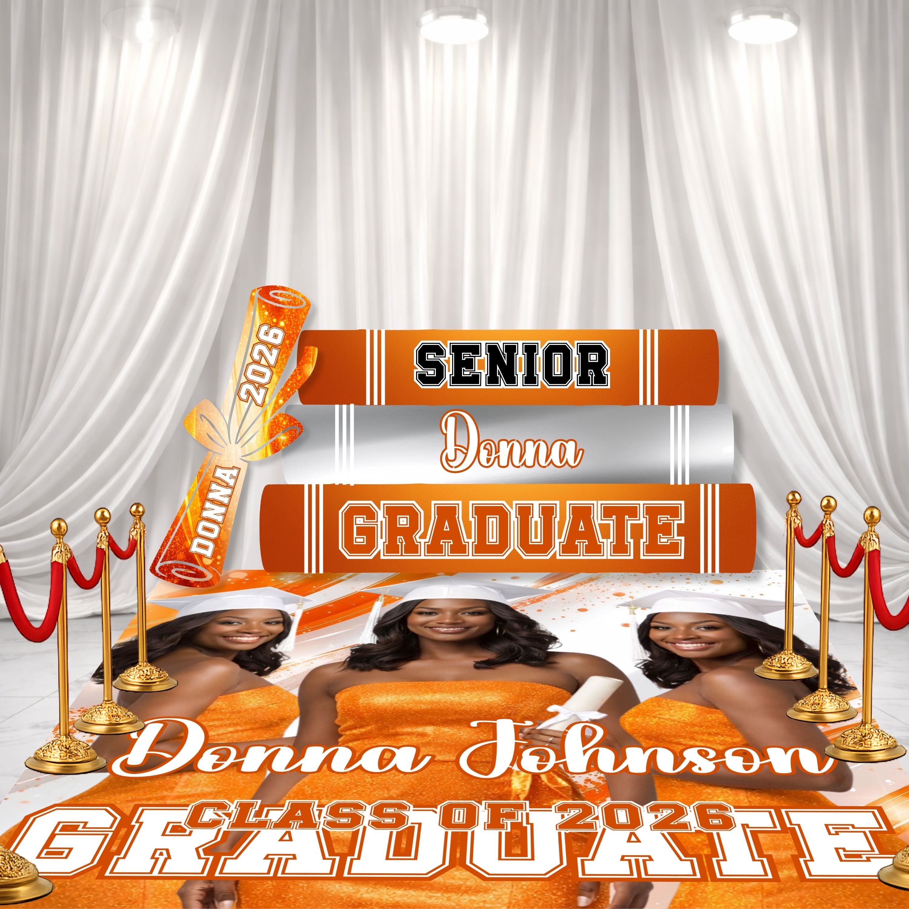 Orange Graduation Decor Set – – Add a Secondary Color to match your theme