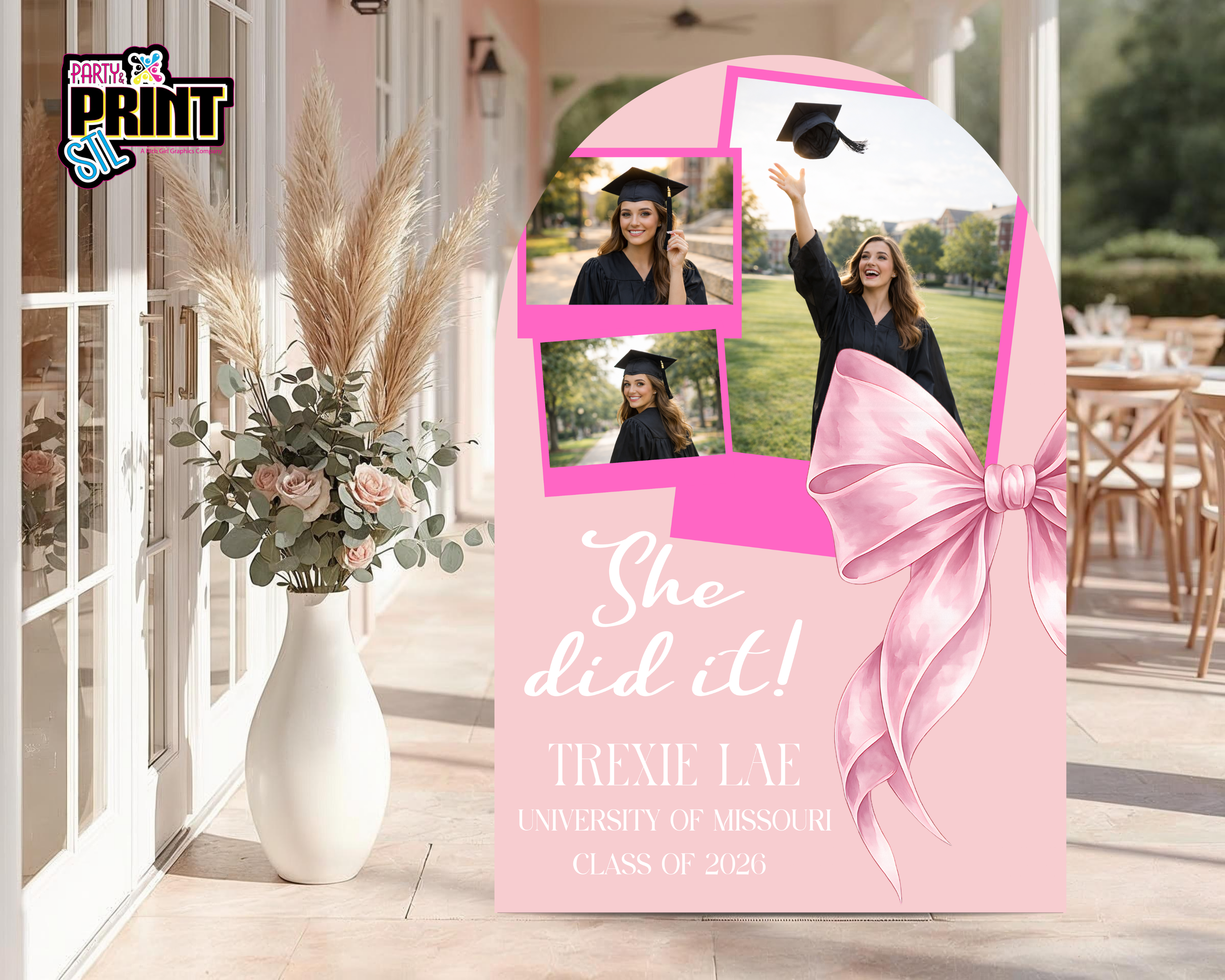 Graduation Custom Photo Board 4ft x 3ft | Personalized Grad Party Sign | Party & Print STL