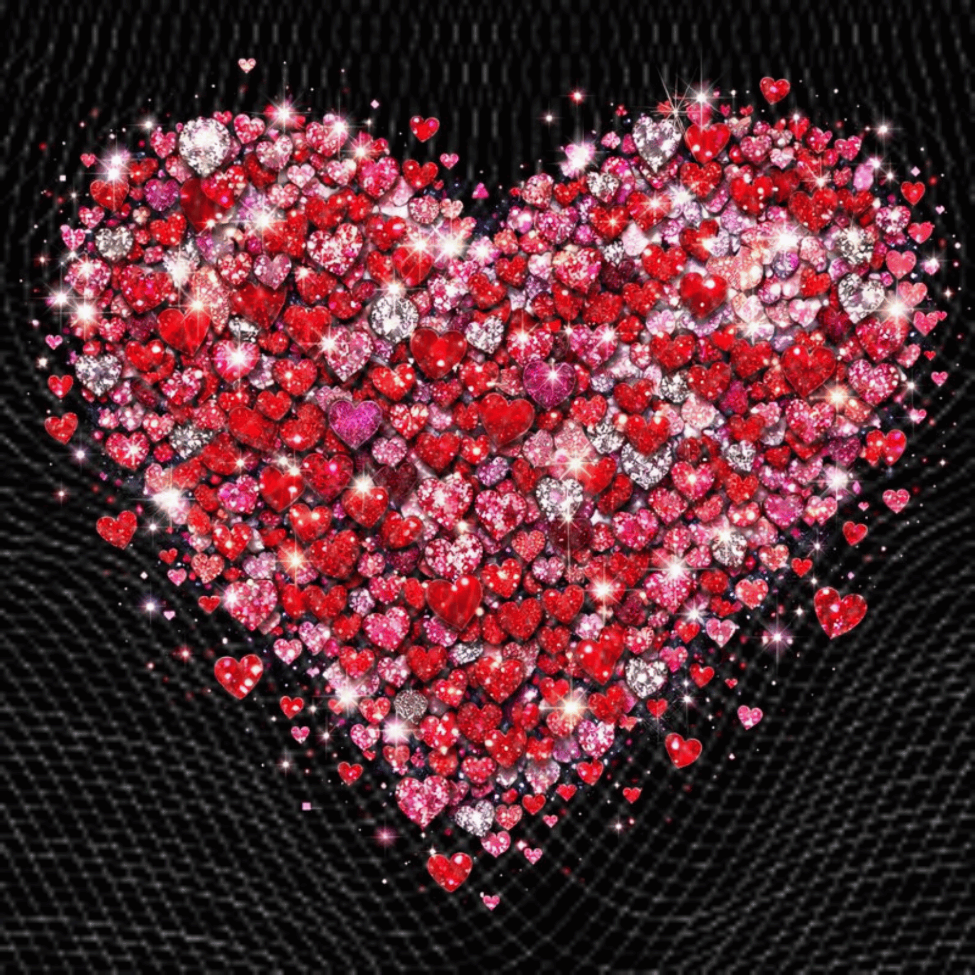 Bling Rhinestone Heart PNG, Glitter Valentine Heart Cluster Design, Sparkly Love Shirt Graphic, Sublimation Digital Download