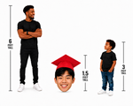 18 Inch Jumbo Graduation Big Head Cutout | Giant Senior Photo Prop | 4pc Set