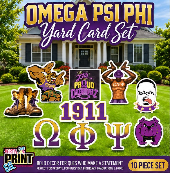 Omega Man | Que Fraternity Yard Signs | Omega Psi Phi Yard Card Set | Greek Decor