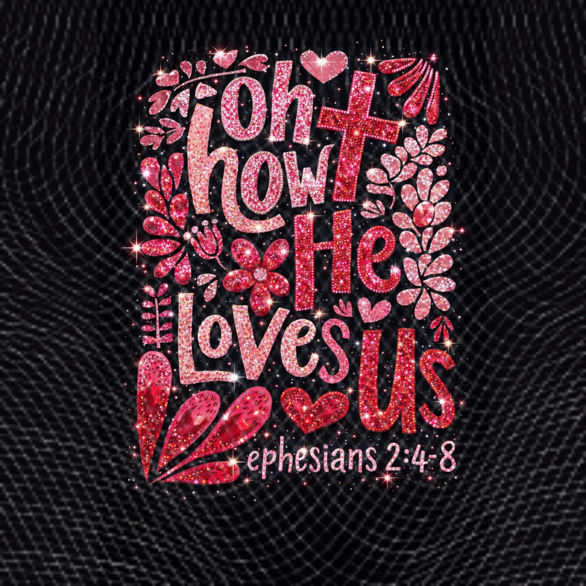 Bling Rhinestone God Shows He Loves Us PNG File | Sparkle Christian Valentine Digital Download