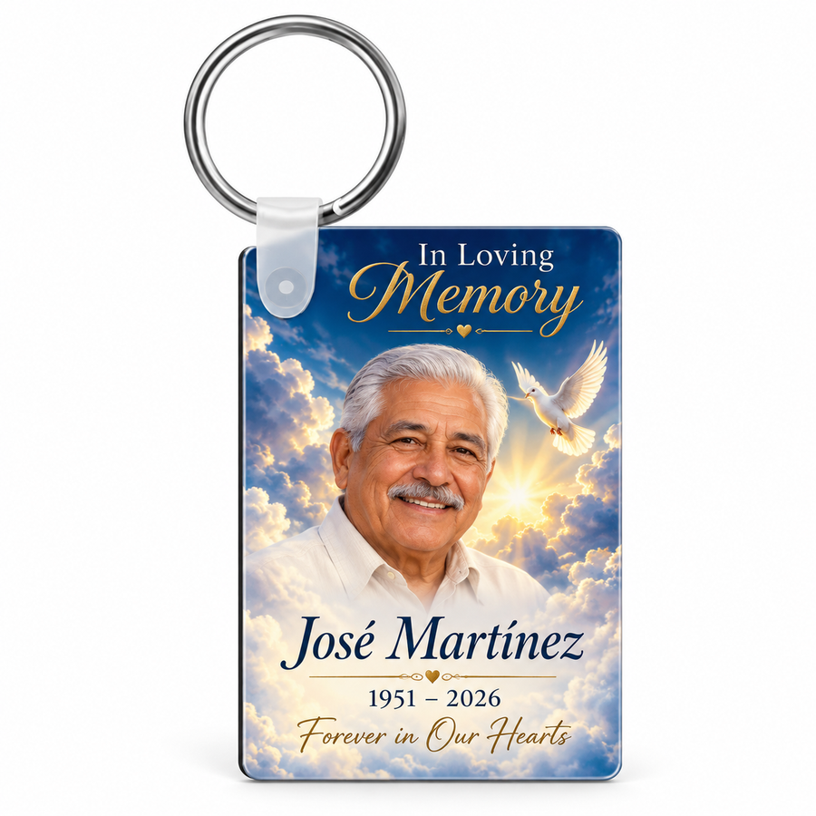 Custom Memorial Photo Keychain | Personalized Remembrance Keyring