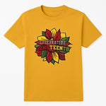 Celebrating Juneteenth Sunflower T-Shirt – Red, Yellow & Green Afro Pride Design