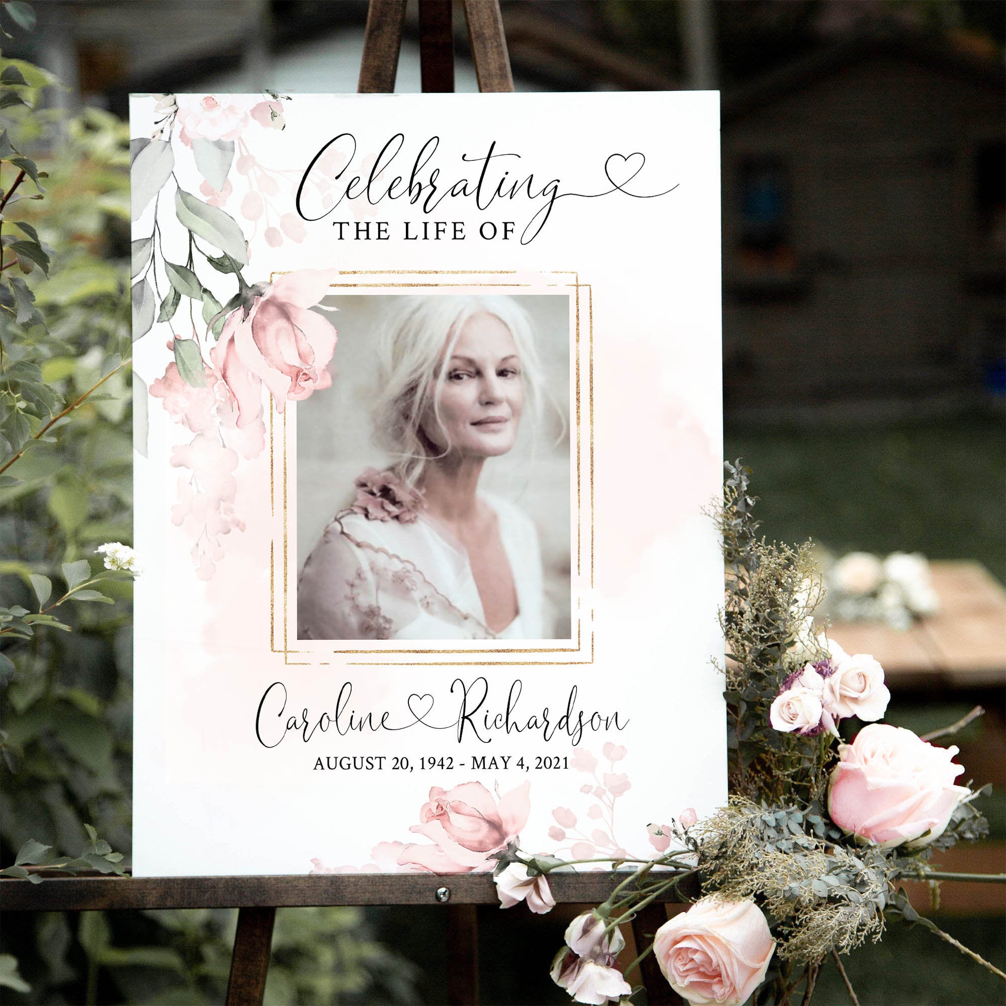 Custom Celebration of Life Welcome Sign – Personalized Memorial Photo Tribute Board