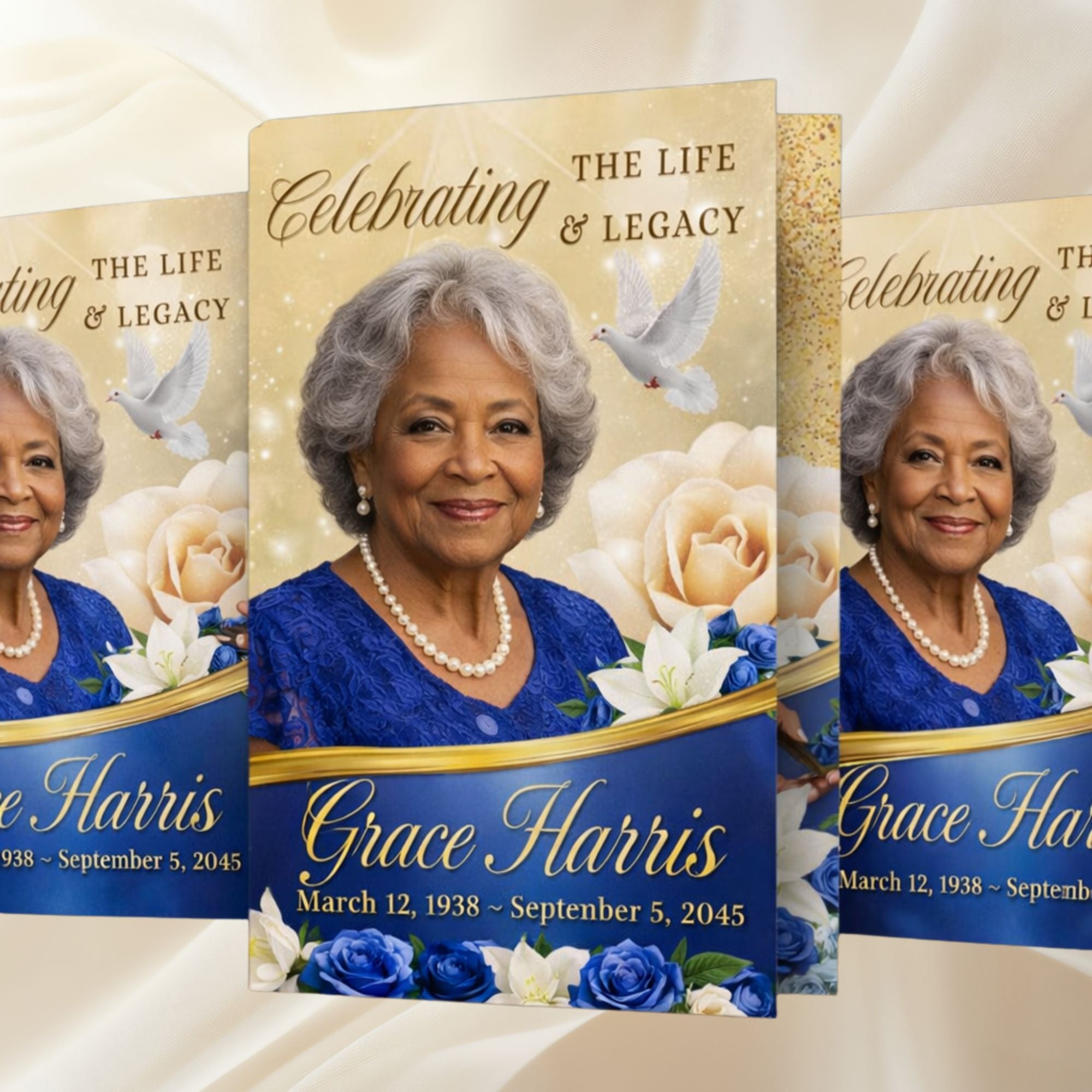 Funeral Program Bifold | Custom Obituary Program | 8.5"x11" and 11"x17" | Celebration of Life Program