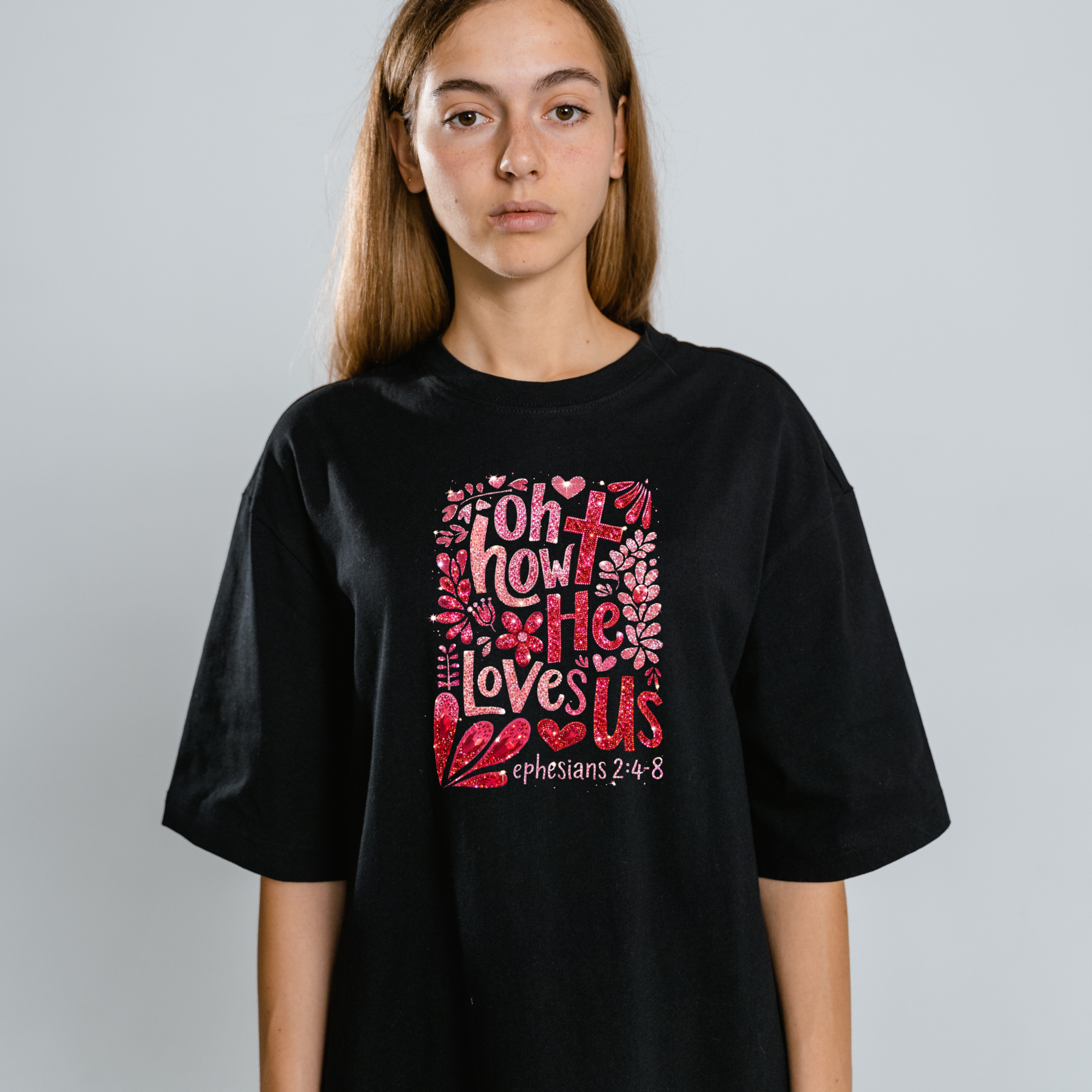 Bling Rhinestone God Shows He Loves Us PNG File | Sparkle Christian Valentine Digital Download