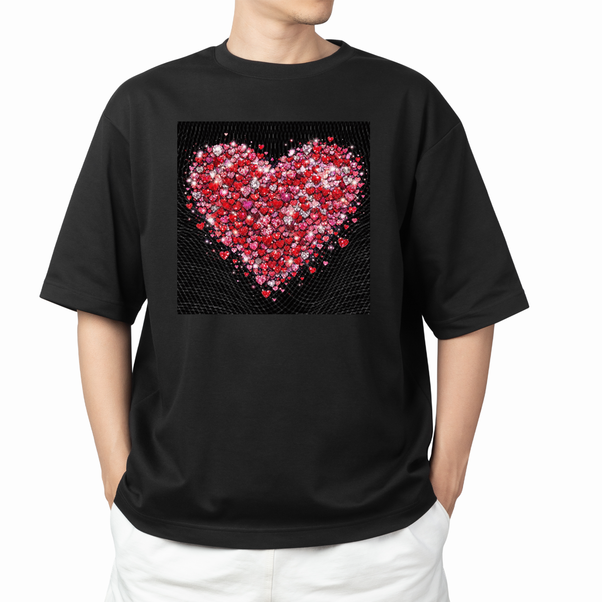 Bling Rhinestone Heart PNG, Glitter Valentine Heart Cluster Design, Sparkly Love Shirt Graphic, Sublimation Digital Download