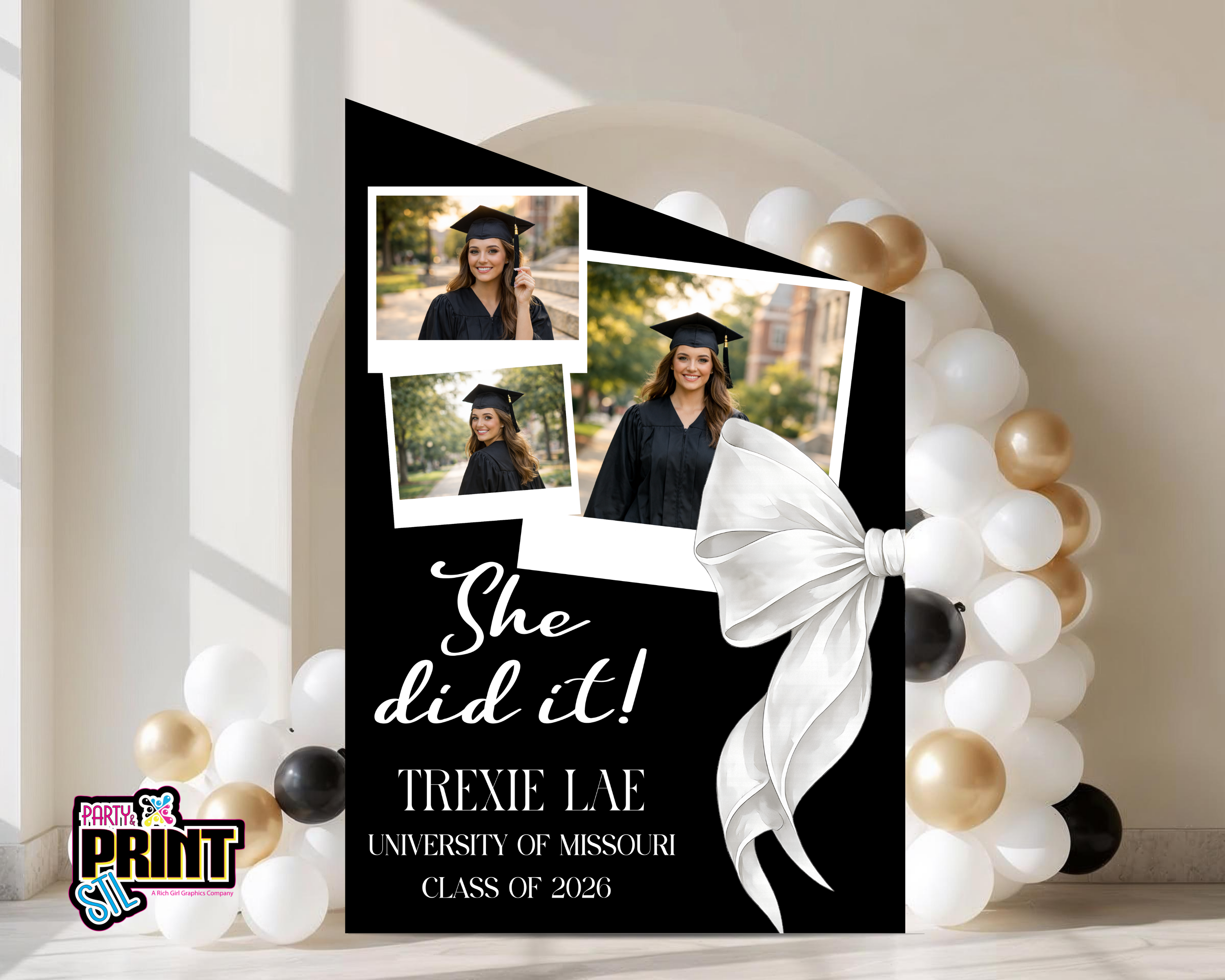 Graduation Custom Photo Board 4ft x 3ft | Personalized Grad Party Sign | Party & Print STL