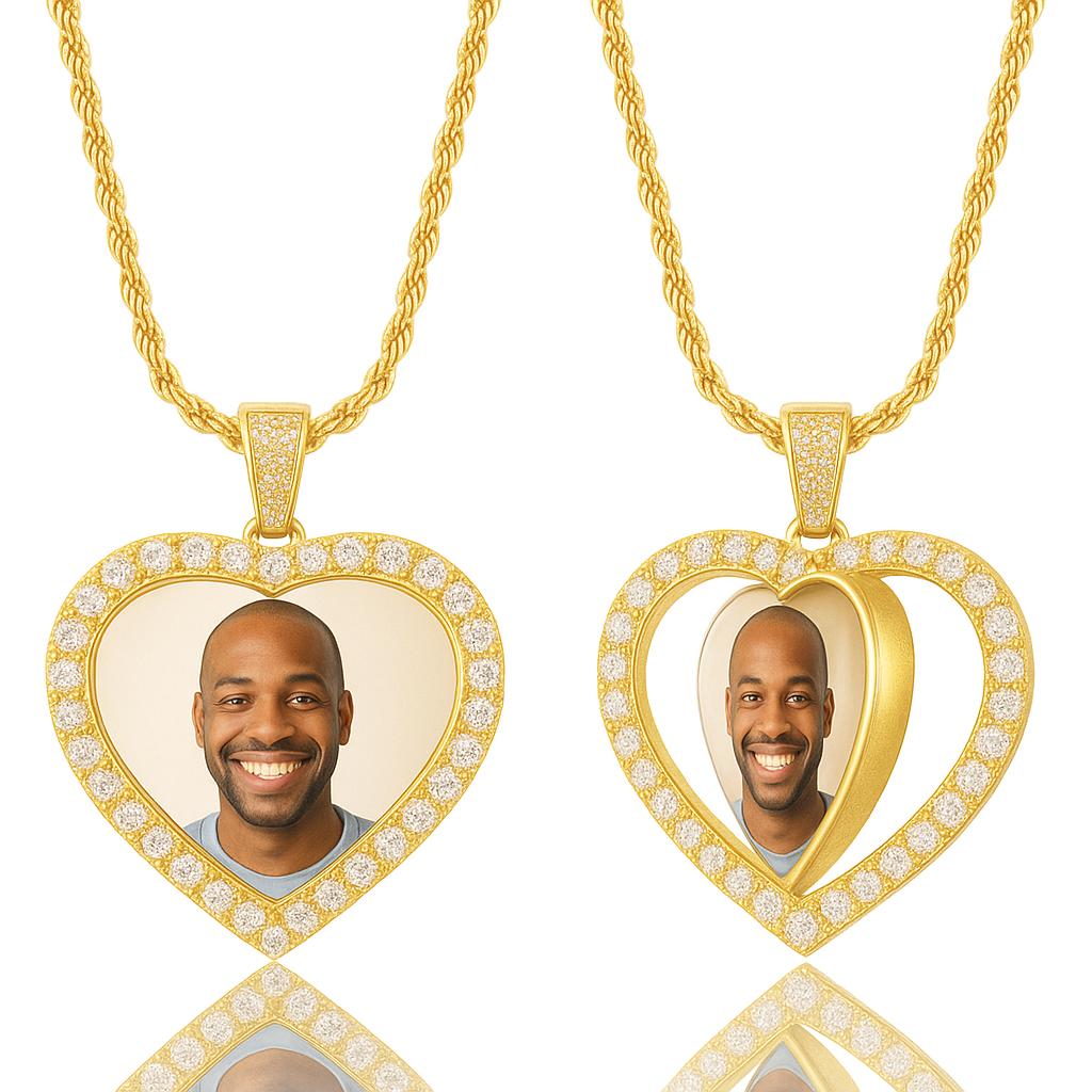 Heart Photo Necklace – Stainless Steel (Silver or Gold Tone)