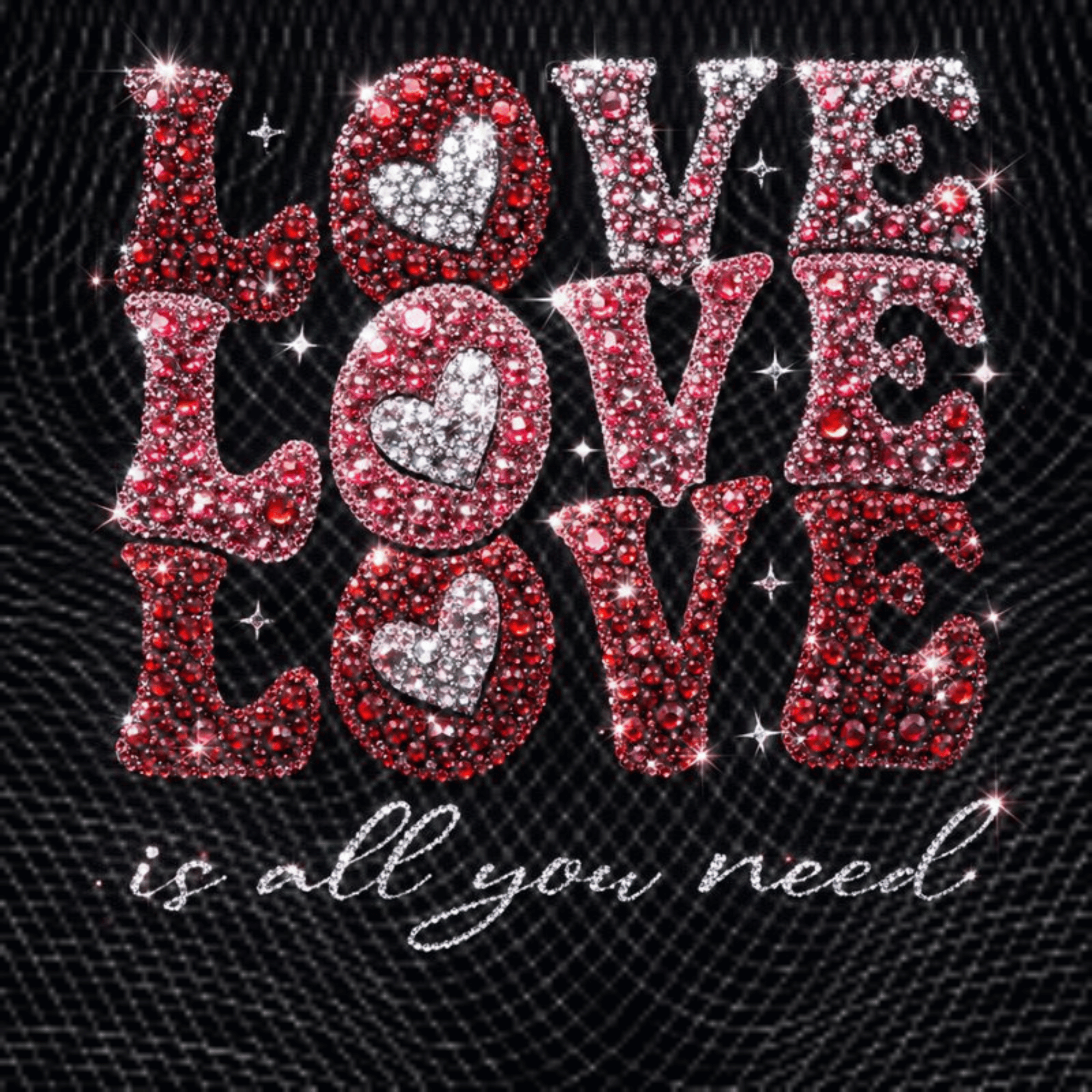 Bling Rhinestone Love Is All You Need PNG | Sparkle Valentine Heart Design | Glam Love Digital Download