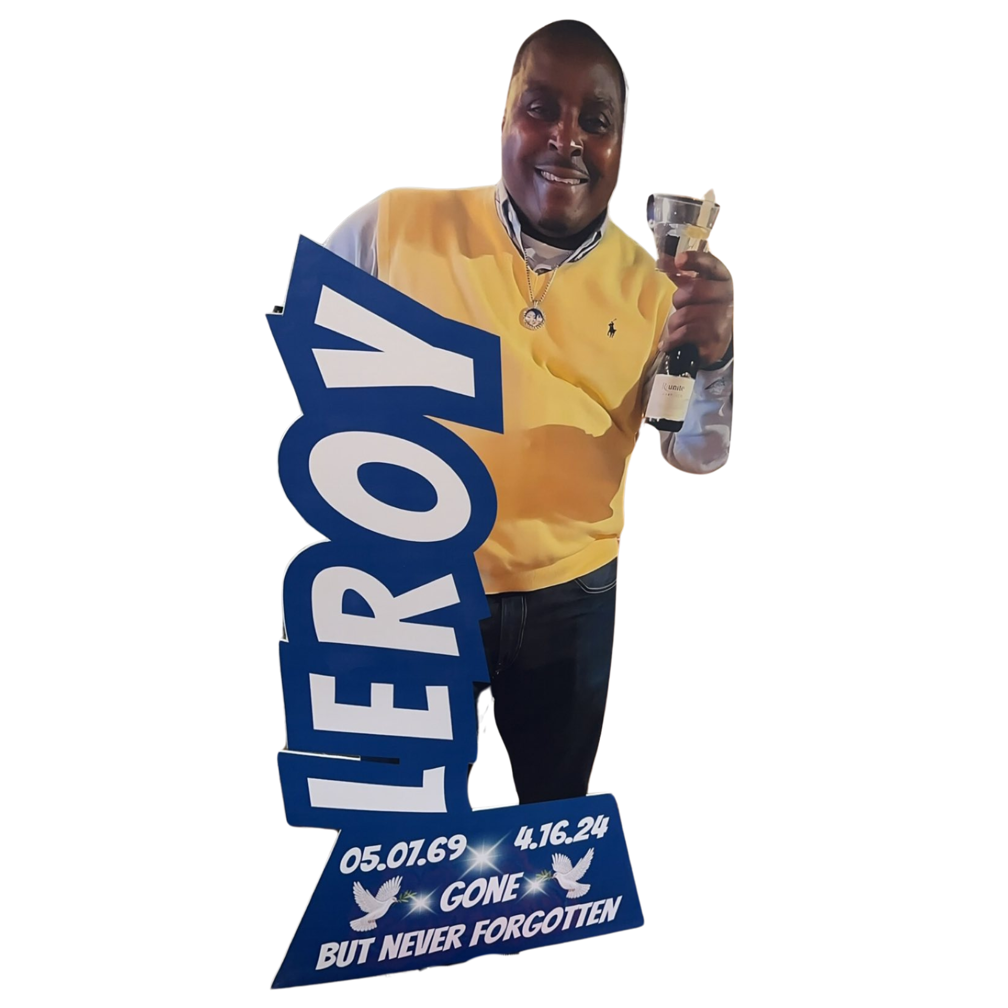 Memorial Life-Size Standee – 5ft, 6ft, 7ft or 8ft | Free Design & Easel Included