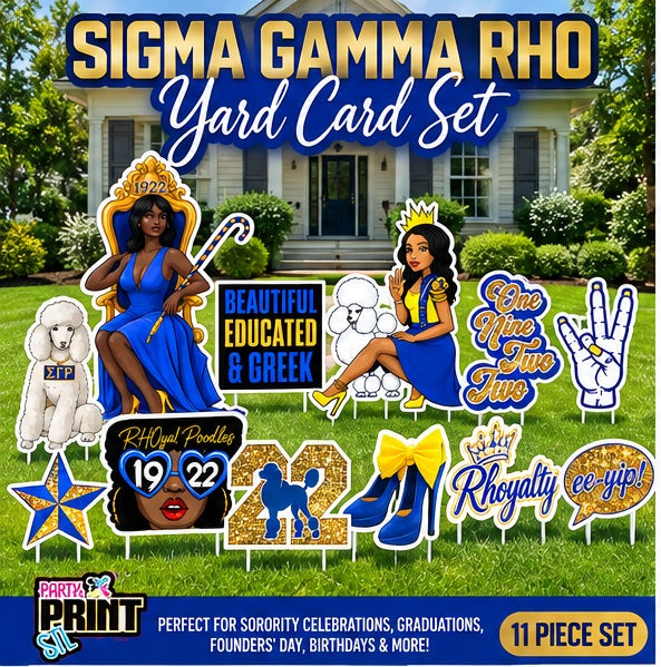 Sigma Gamma Rhoyalty | SGRho Sorority Yard Signs | Sigma Gamma Rho Yard Card Set | Greek Decor
