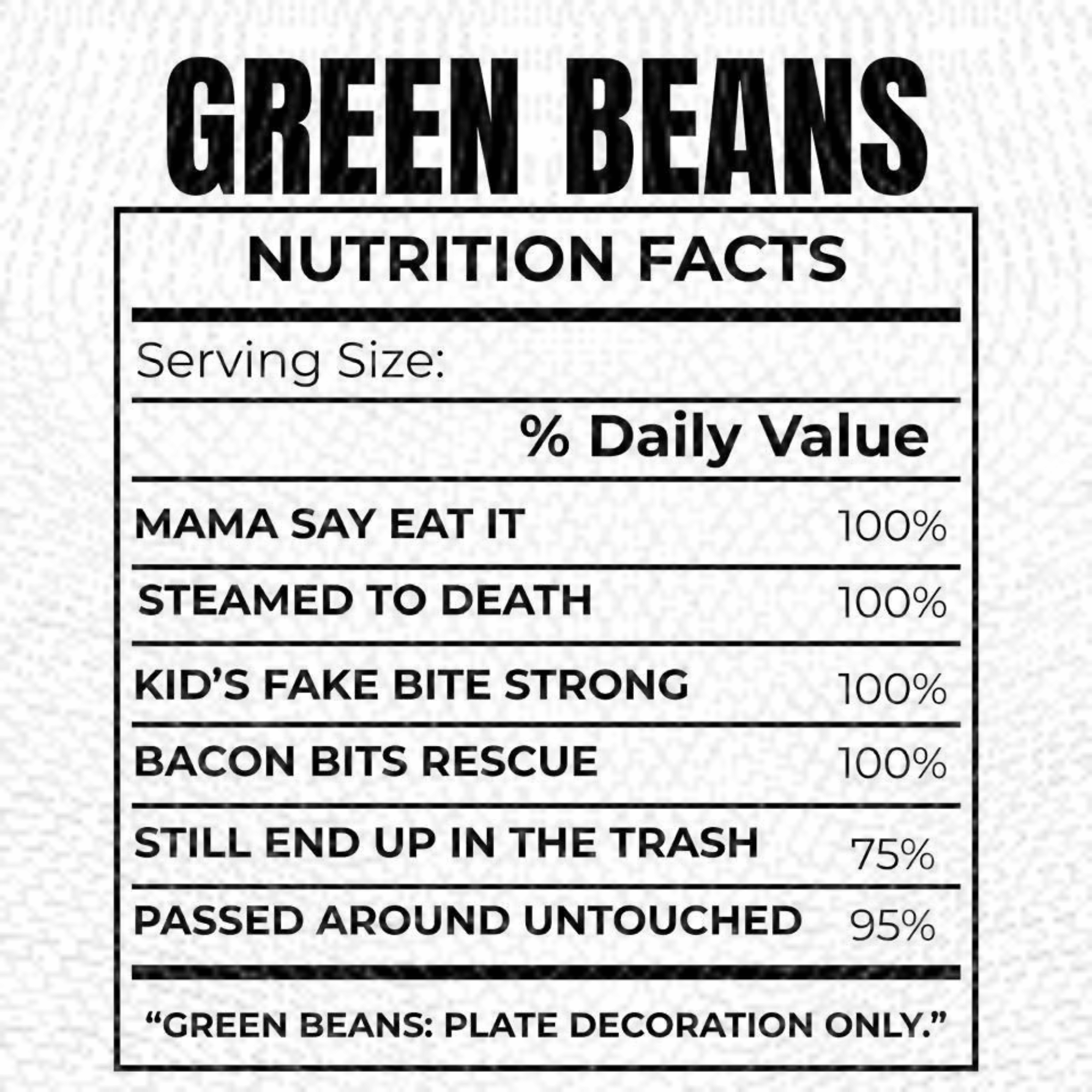 Funny Thanksgiving Food Nutrition Facts Tee (Pick Your Print)