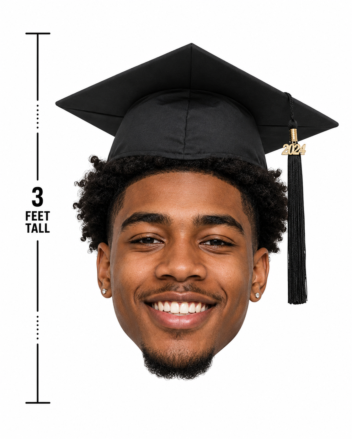 3FT Jumbo Graduation Big Head Cutout | Giant Senior Photo Prop | 2pc Set