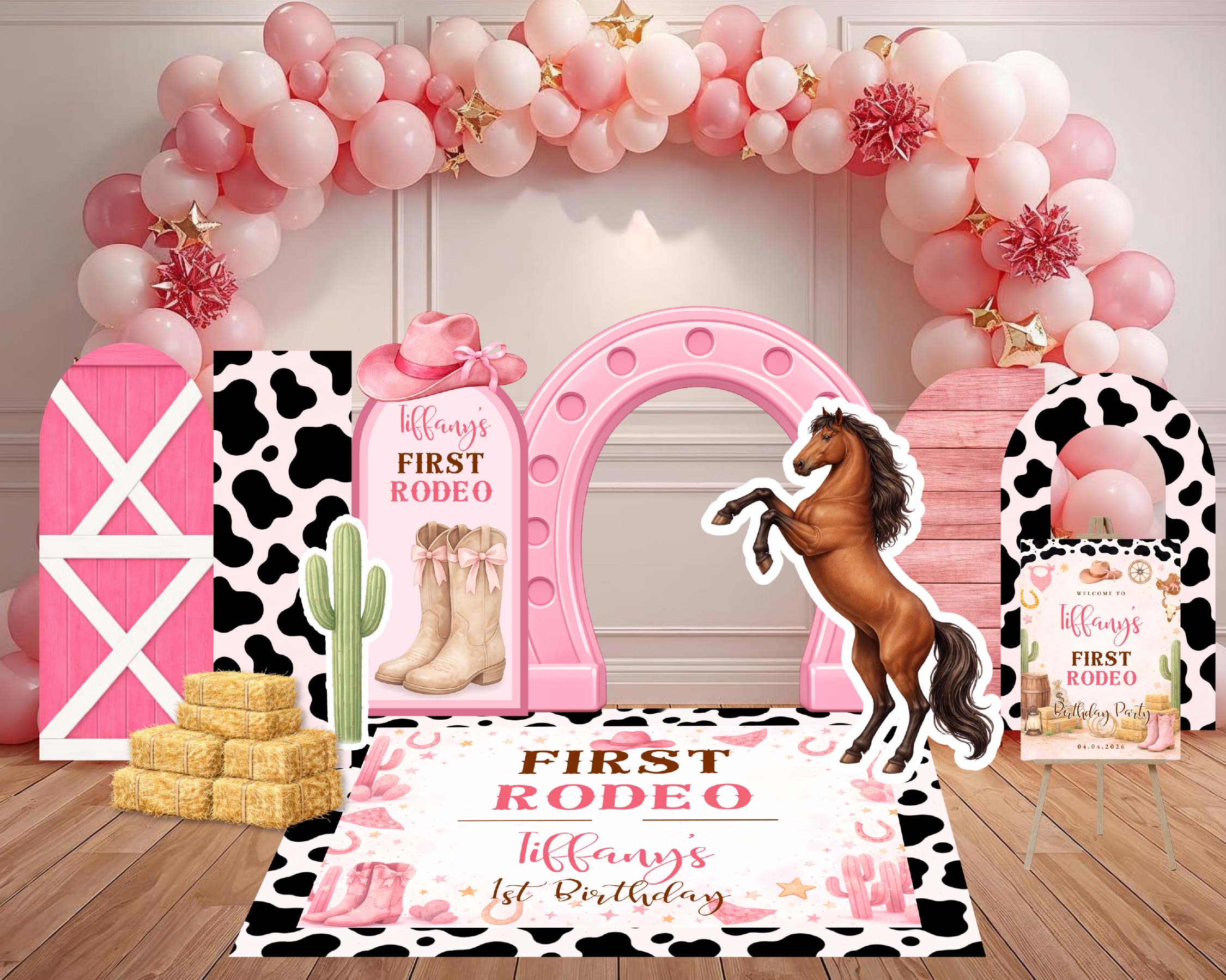 Pink Rodeo Cowgirl Event Decor – 12-Piece Large-Scale Display Set with 6 Bonus Props | Personalized | FREE SHIPPING
