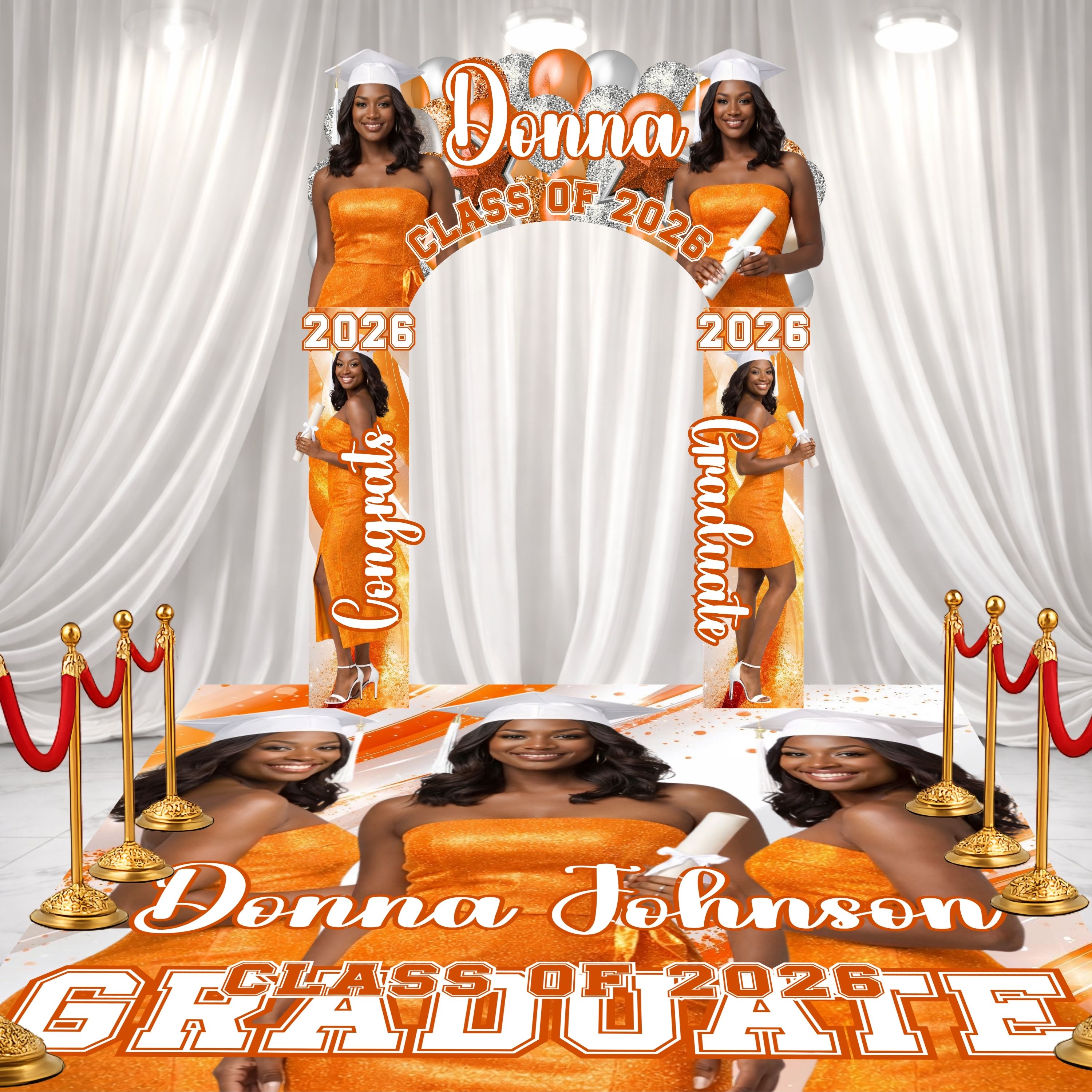 Orange Graduation Decor Set – – Add a Secondary Color to match your theme