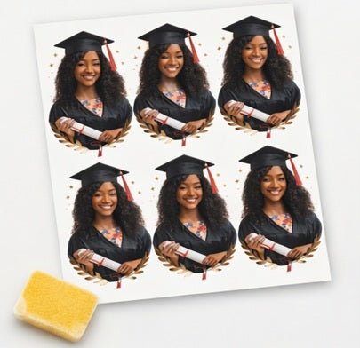 Custom Graduation Photo Temporary Tattoo | Upload Photo – We Add Cap & Gown | Personalized Grad Tattoos | Graduation Party Favor