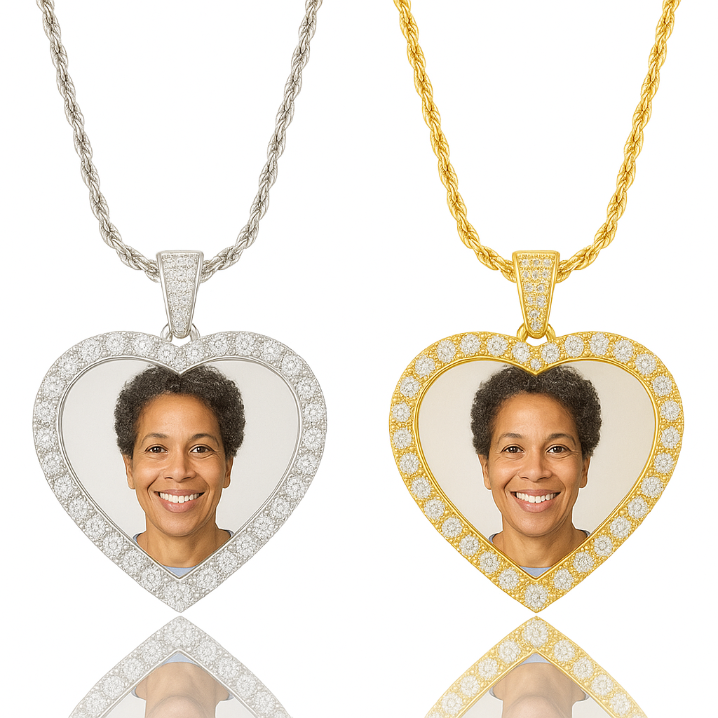 Heart Photo Necklace – Stainless Steel (Silver or Gold Tone)